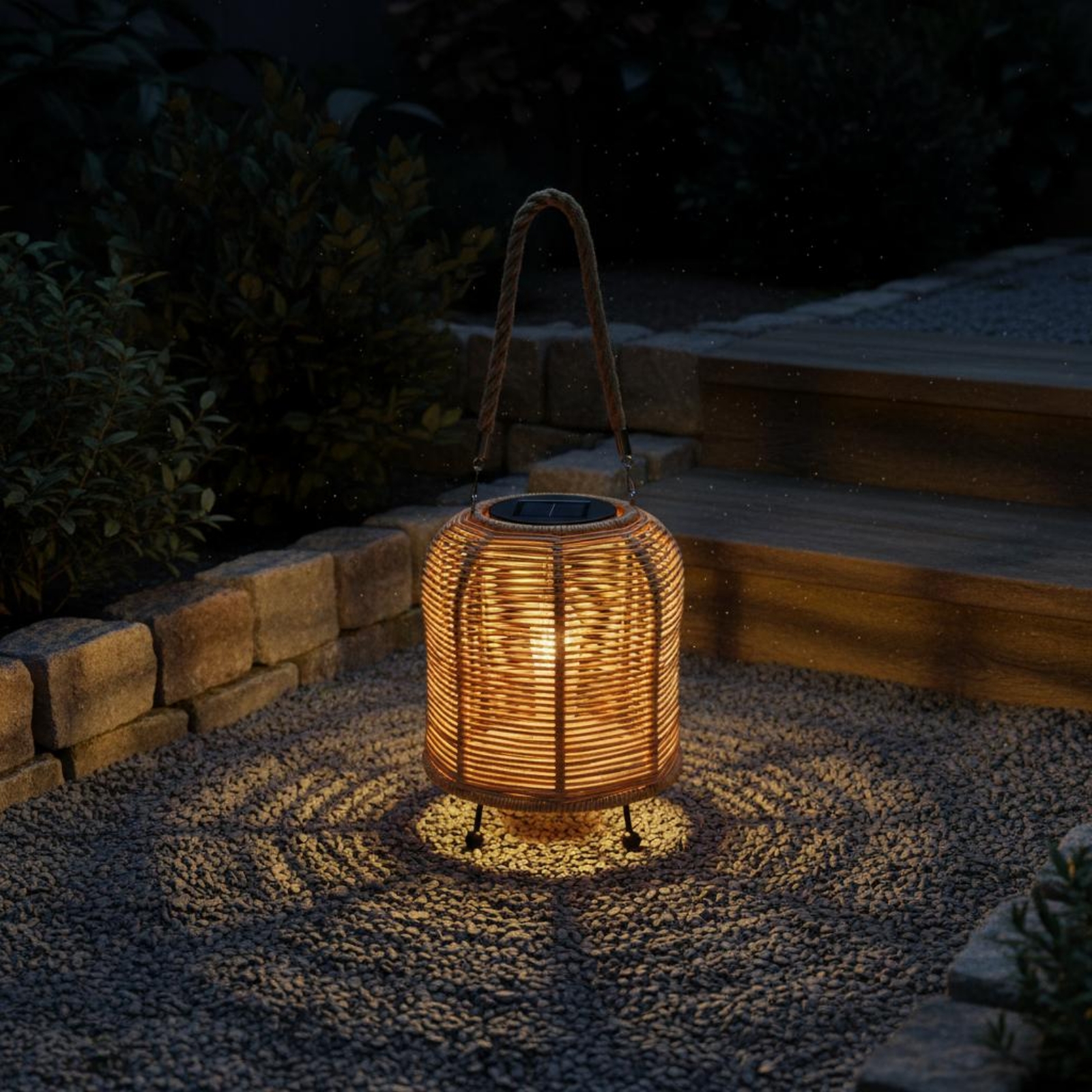 Lighting Decoration Outdoor - Handwoven Solar Lantern Braided Rope Handle