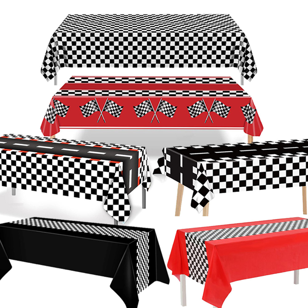 Lighting Mcqueen Birthday Decor - Racing Car Theme Disposable Tablecloth Red