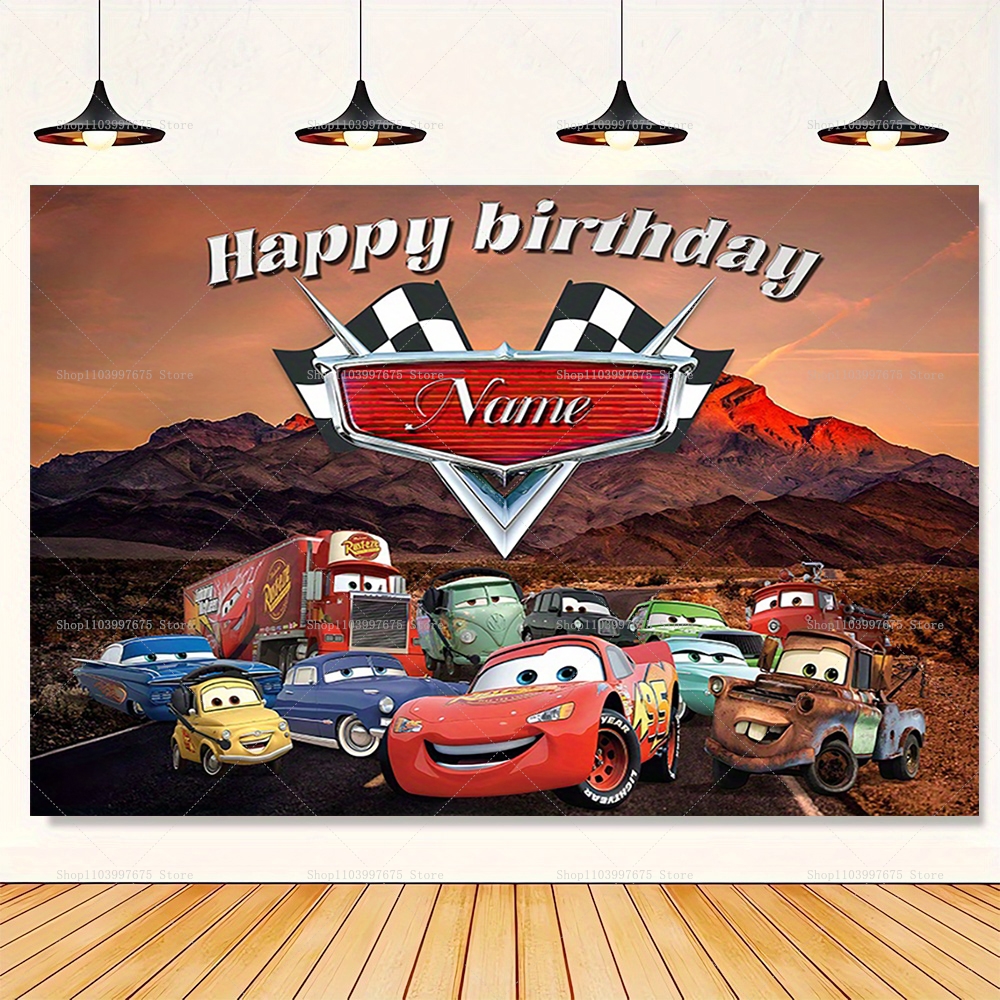 Lighting Mcqueen Birthday Decor - Customizable Disney Lightning McQueen Backdrops Kids