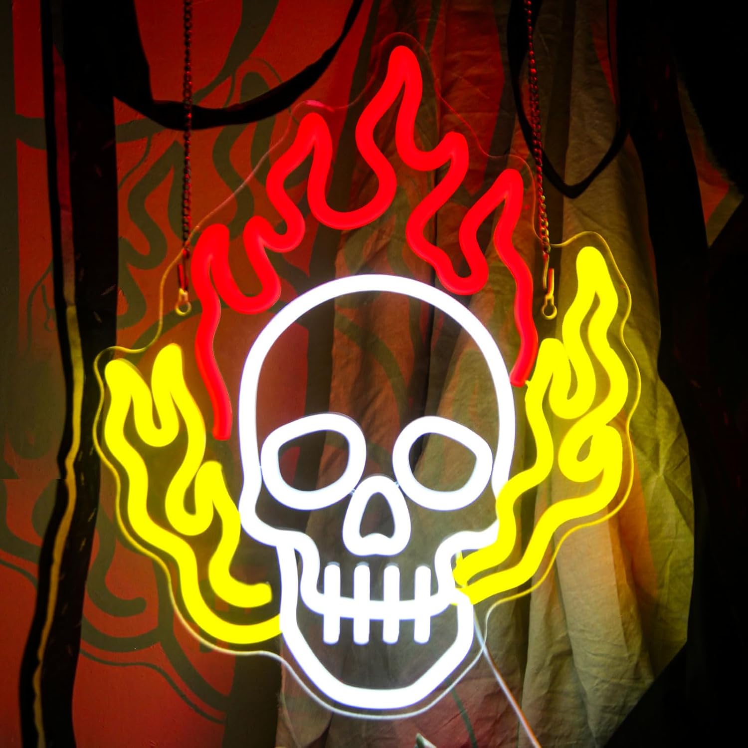 Home Decor Lighting Tricks - Gevbay Skull Neon Sign Halloween LED