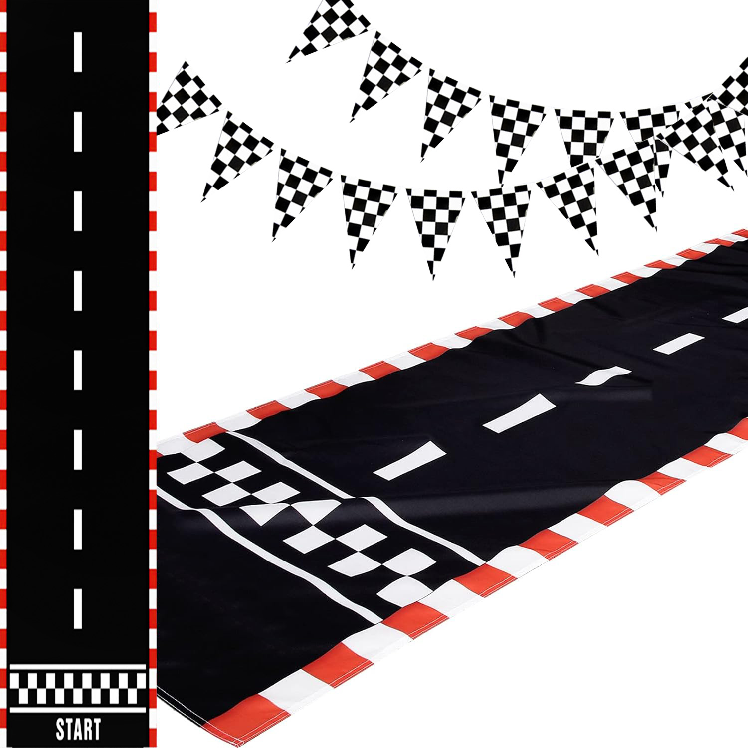 Lighting Mcqueen Birthday Decor - Racing Car Long Racetrack Table Runner