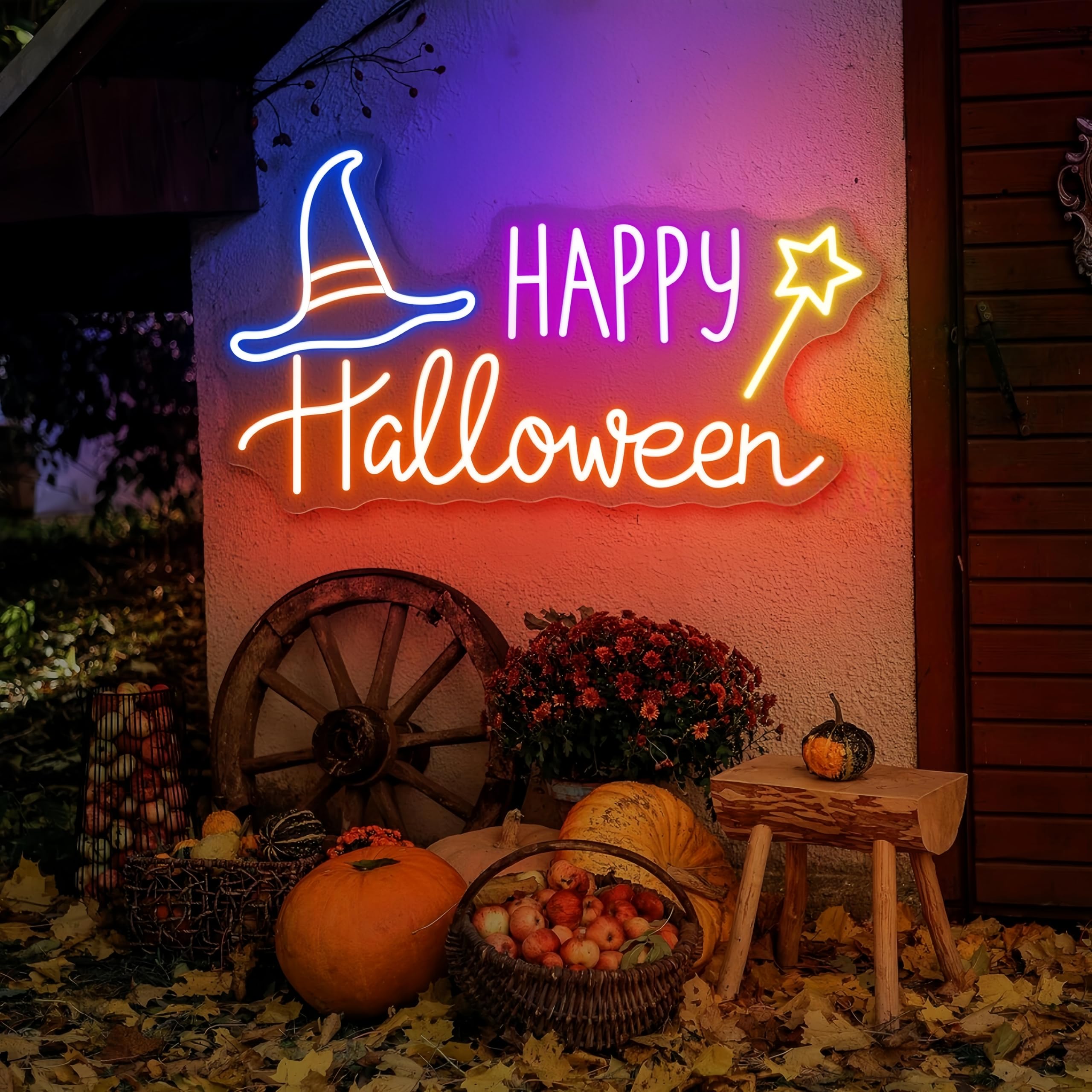 Home Decor Lighting Tricks - Happy Halloween Bat LED Neon Sign