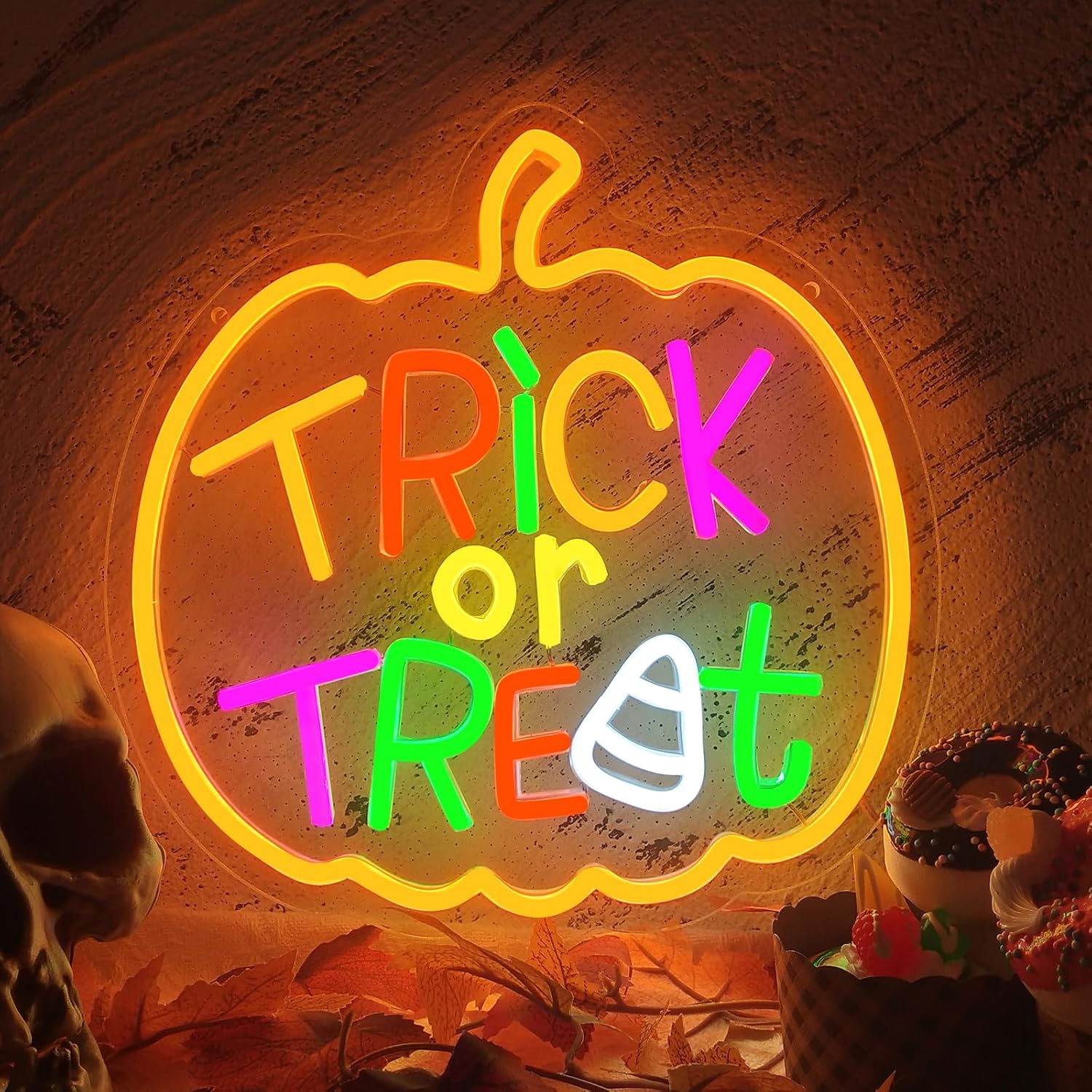 Trick or Treat Neon Sign with  - Home Decor Lighting Tricks reseña y precio
