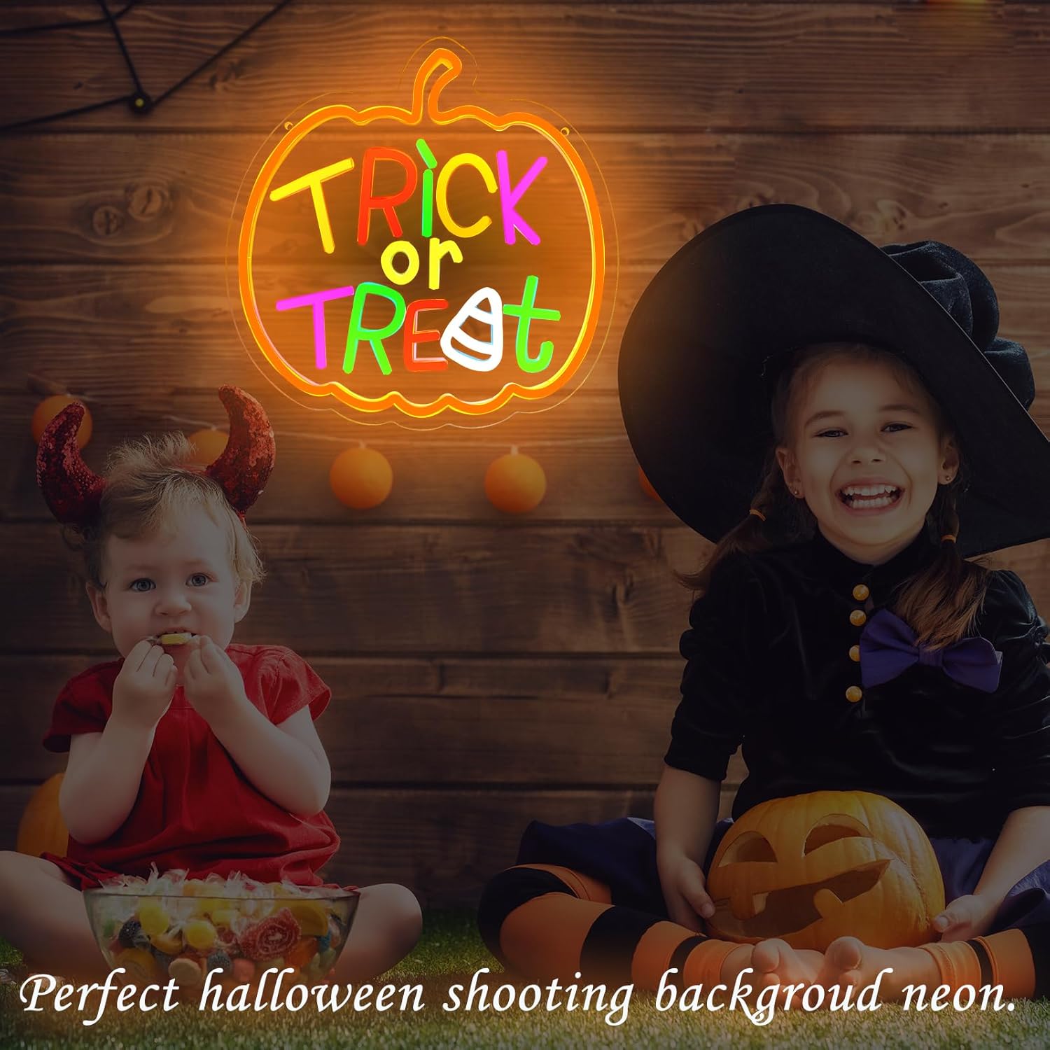 Trick or Treat Neon Sign with  - Home Decor Lighting Tricks reseña y precio