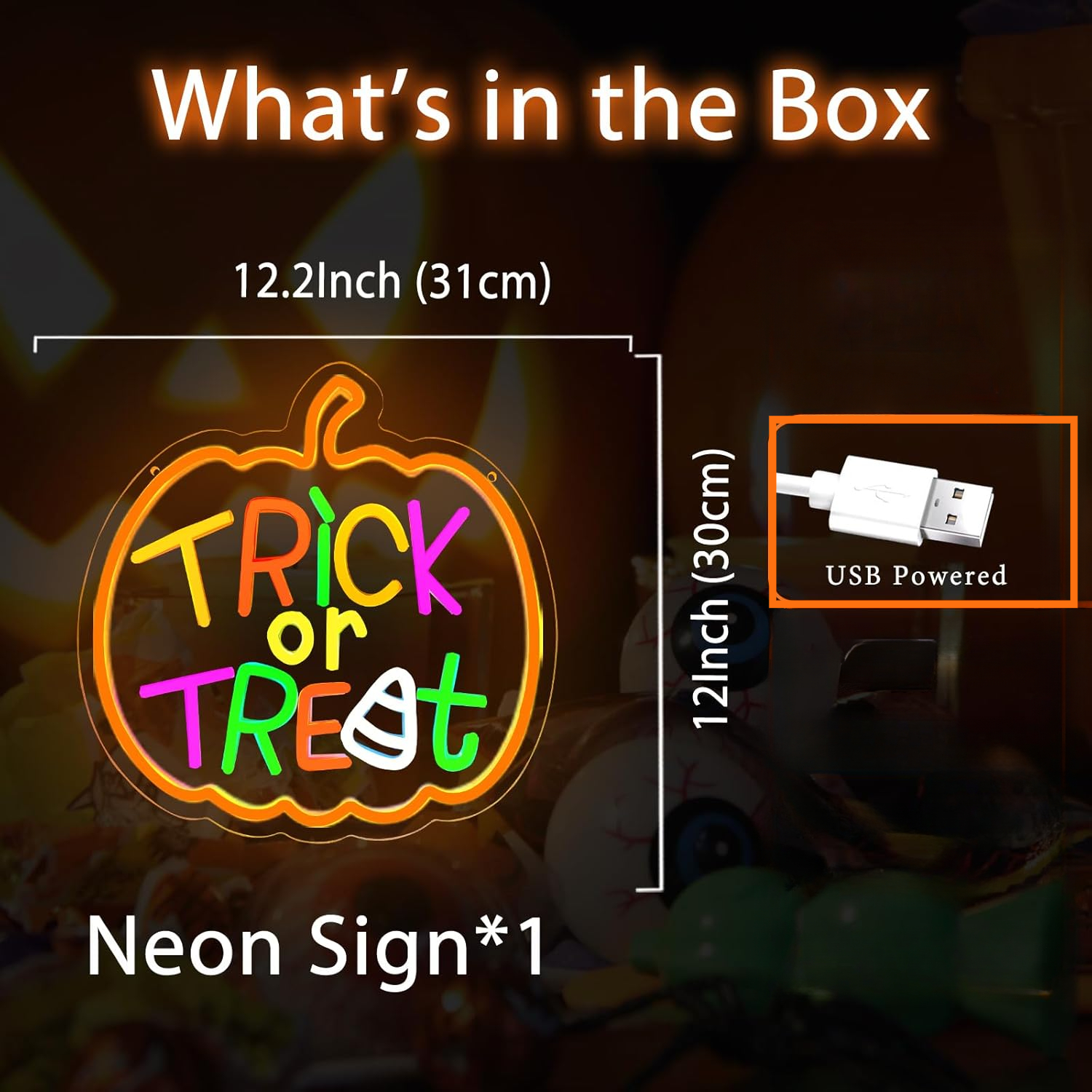 Trick or Treat Neon Sign with  - Home Decor Lighting Tricks reseña y precio