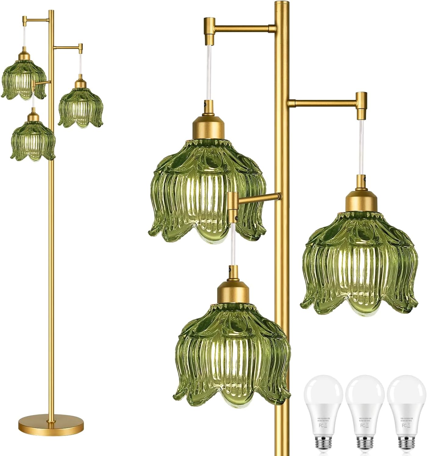 Vintage Gold Glass Floor Lamp  - Lighting Decor reseña y precio
