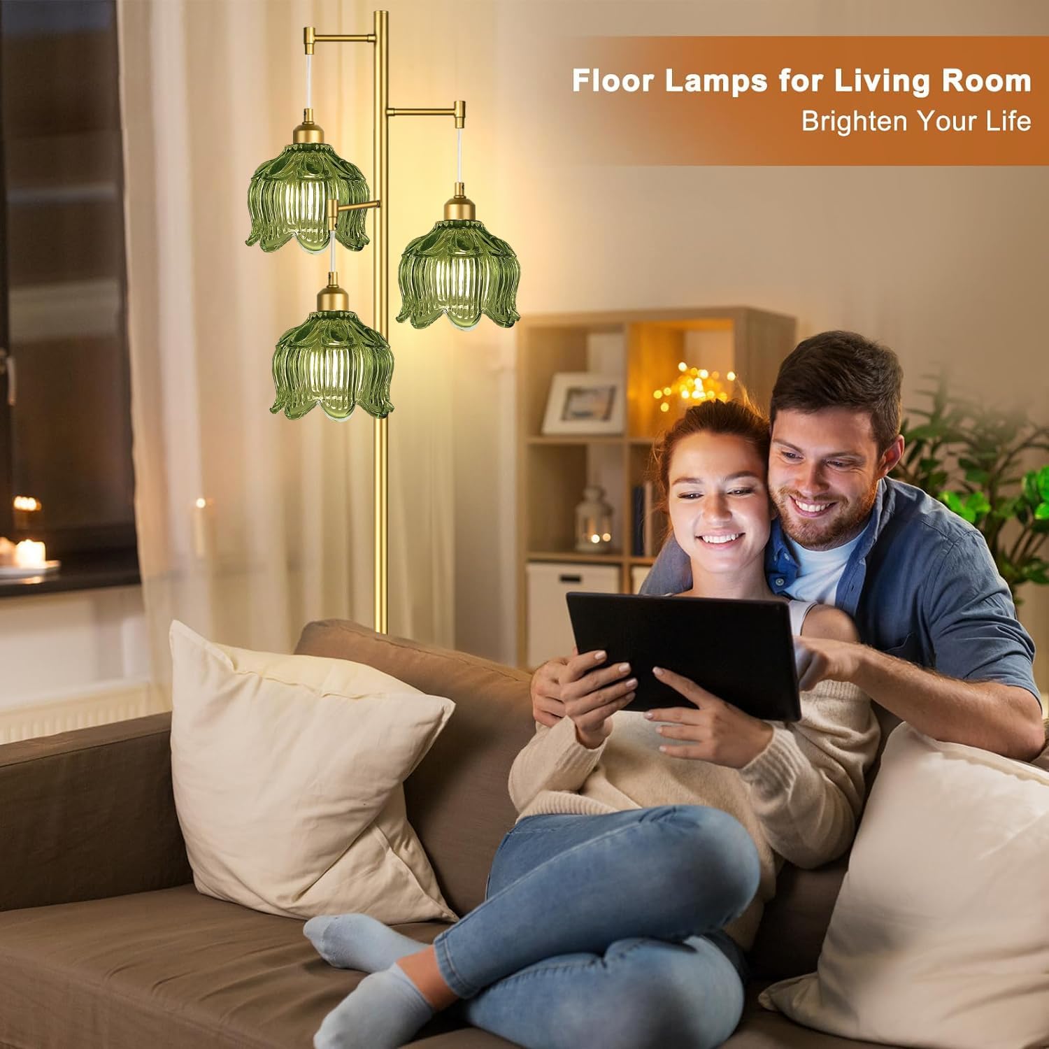 Vintage Gold Glass Floor Lamp  - Lighting Decor reseña y precio