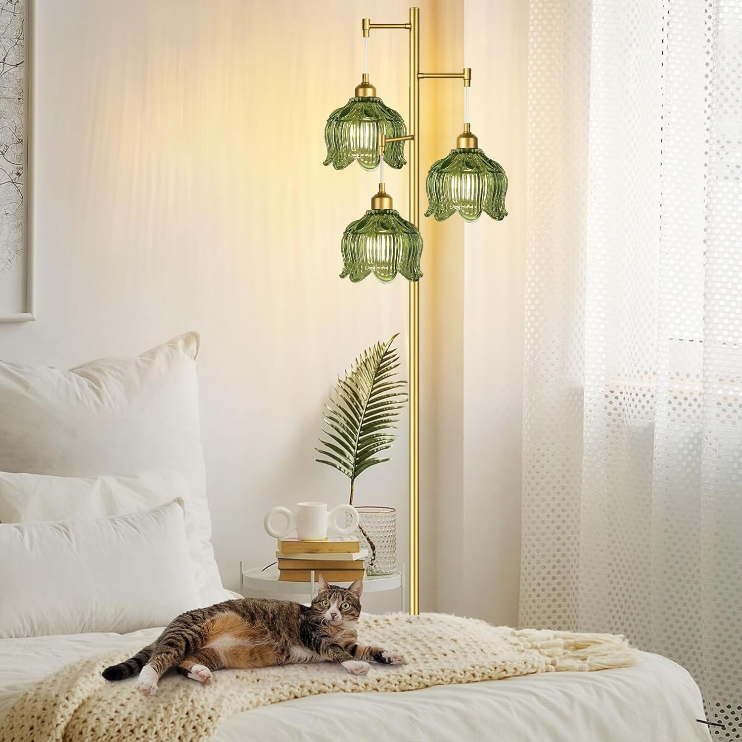 Vintage Gold Glass Floor Lamp  - Lighting Decor reseña y precio
