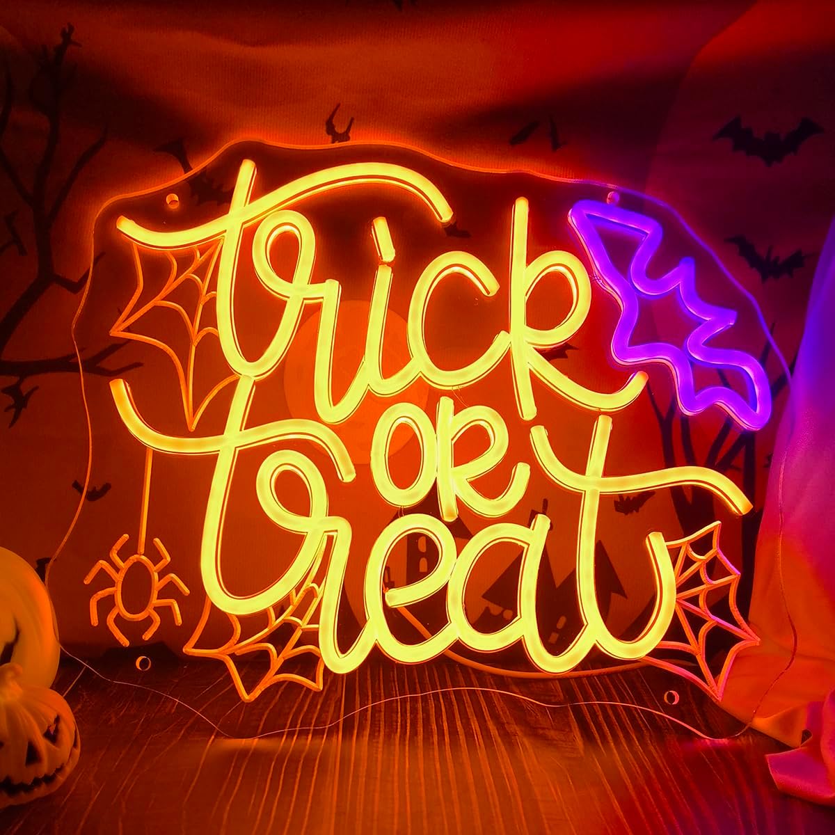 Trick or Treat LED Neon Sign U - Home Decor Lighting Tricks reseña y precio
