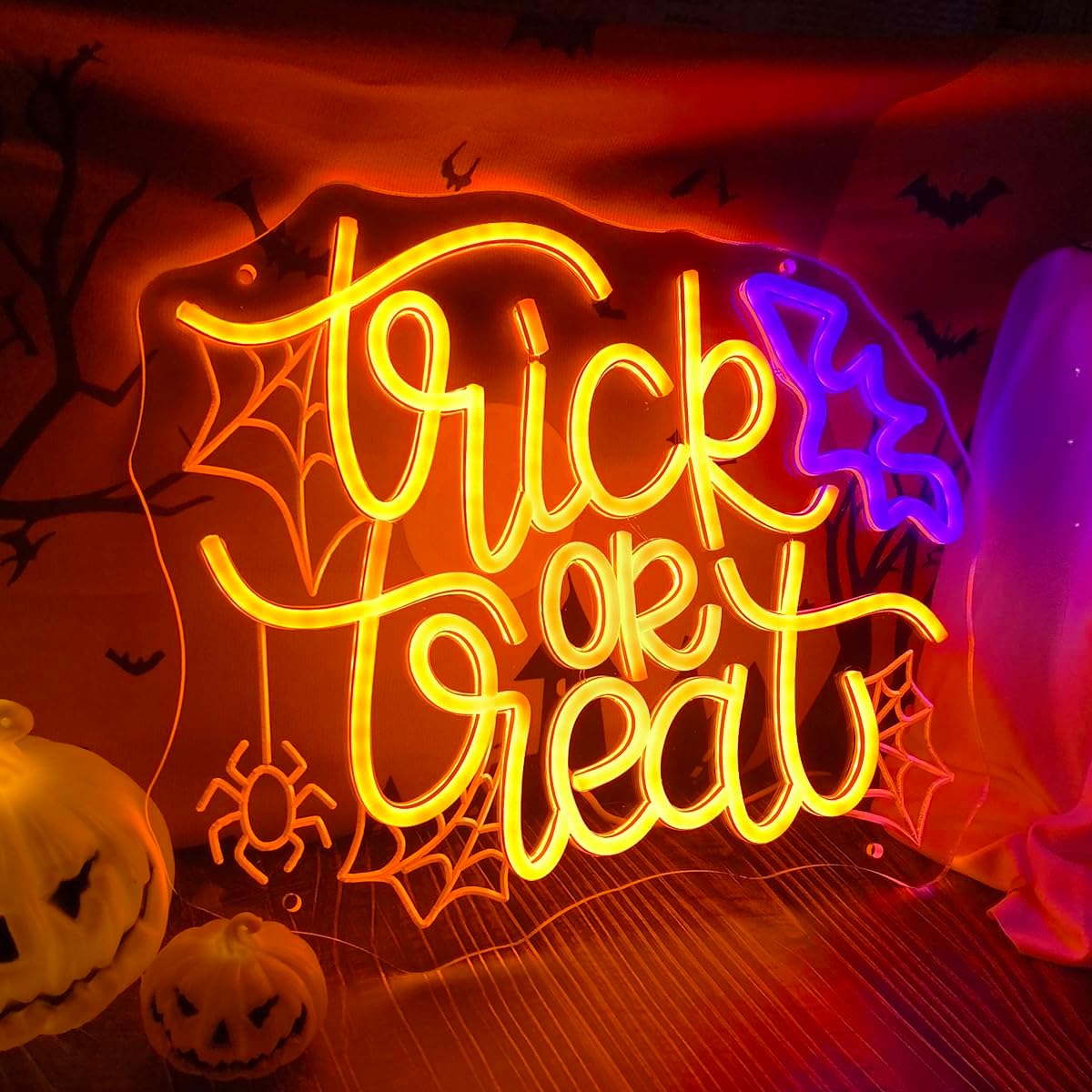 Trick or Treat LED Neon Sign U - Home Decor Lighting Tricks reseña y precio