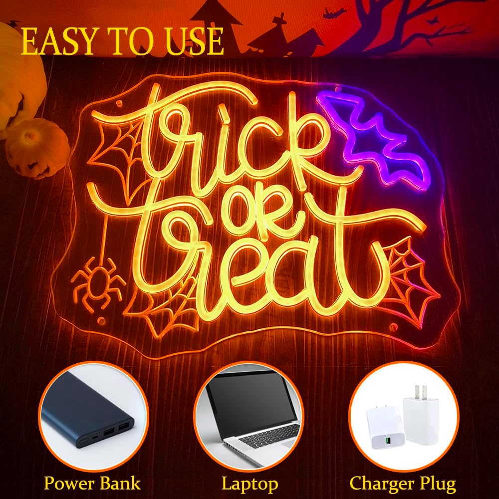 Trick or Treat LED Neon Sign U - Home Decor Lighting Tricks reseña y precio