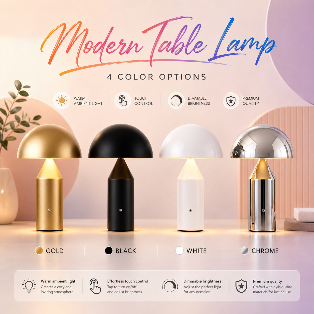 Metal Mushroom Table Lamp Mode - Mushroom Table Lamp reseña y precio