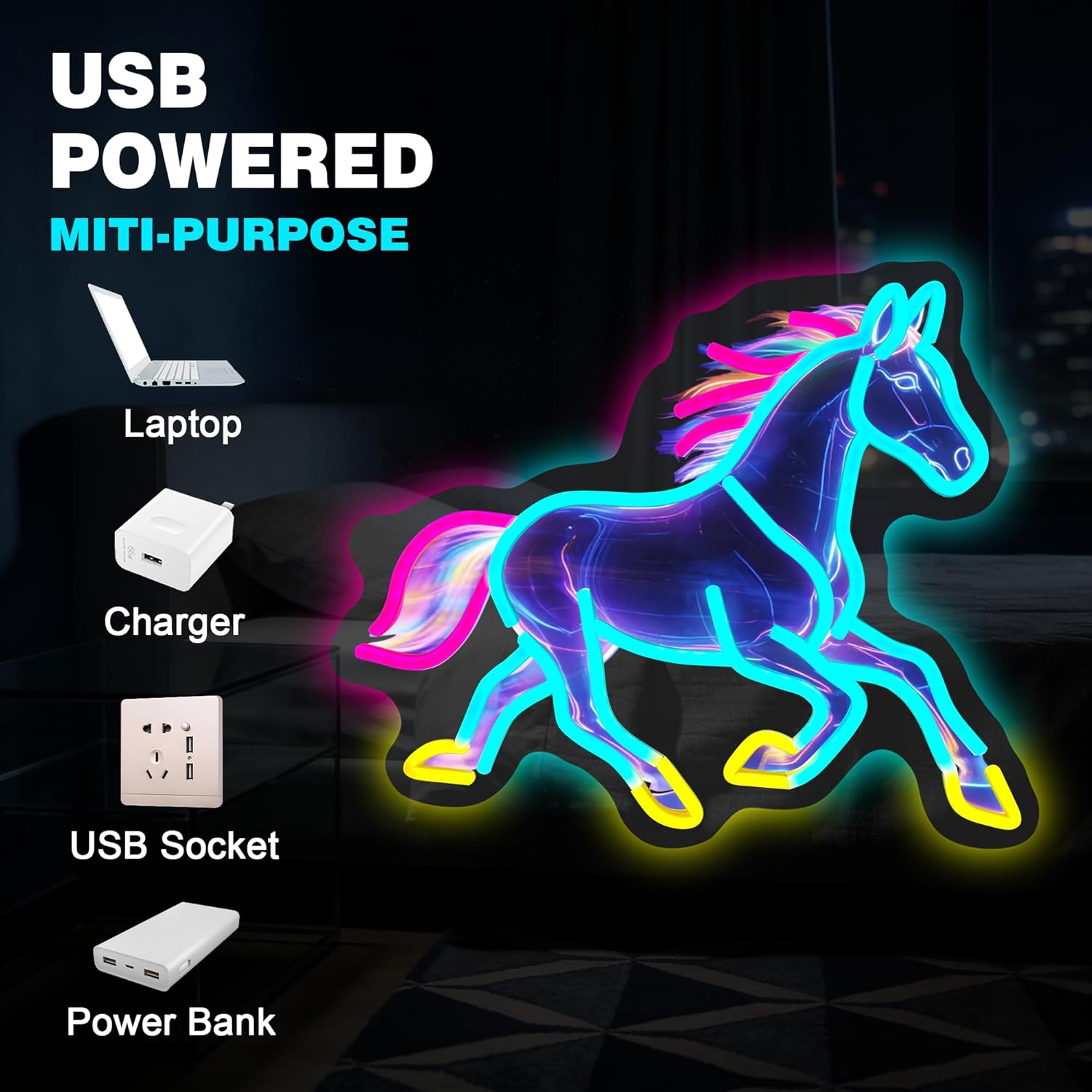 Horse Night Light Neon Sign De - Room Decor Lighting Lamp reseña y precio