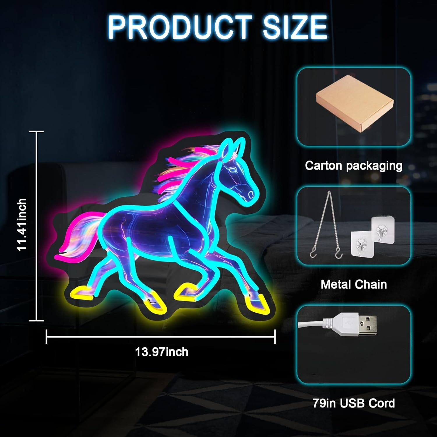 Horse Night Light Neon Sign De - Room Decor Lighting Lamp reseña y precio