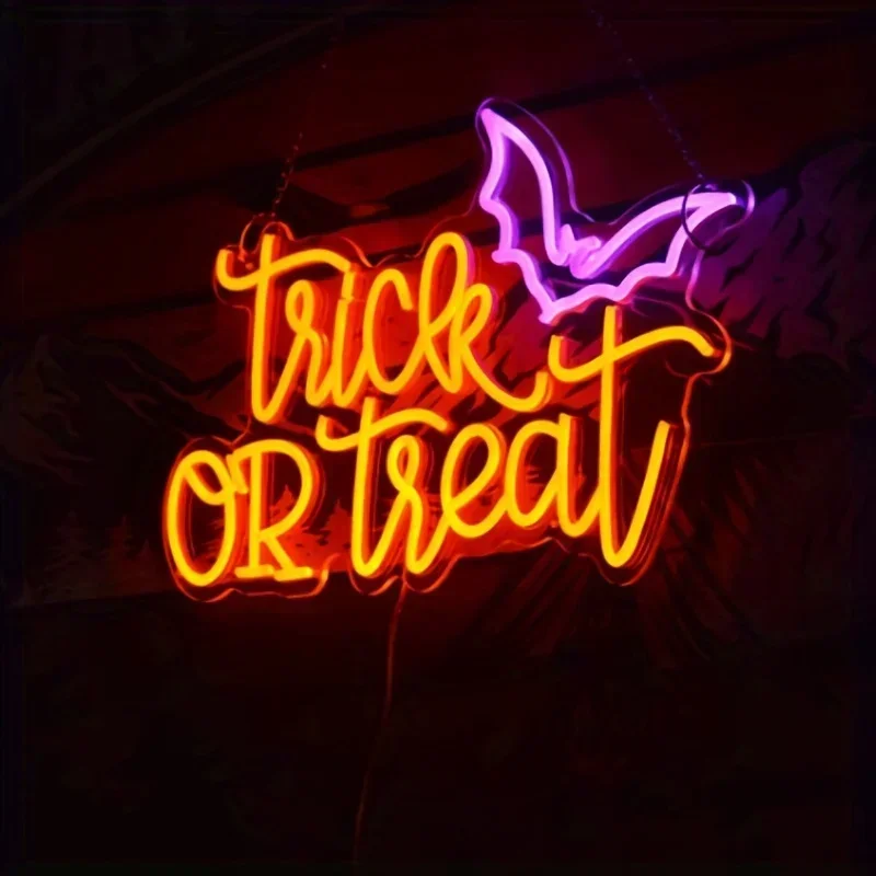 Trick or Treat Neon Sign Light - Home Decor Lighting Tricks reseña y precio