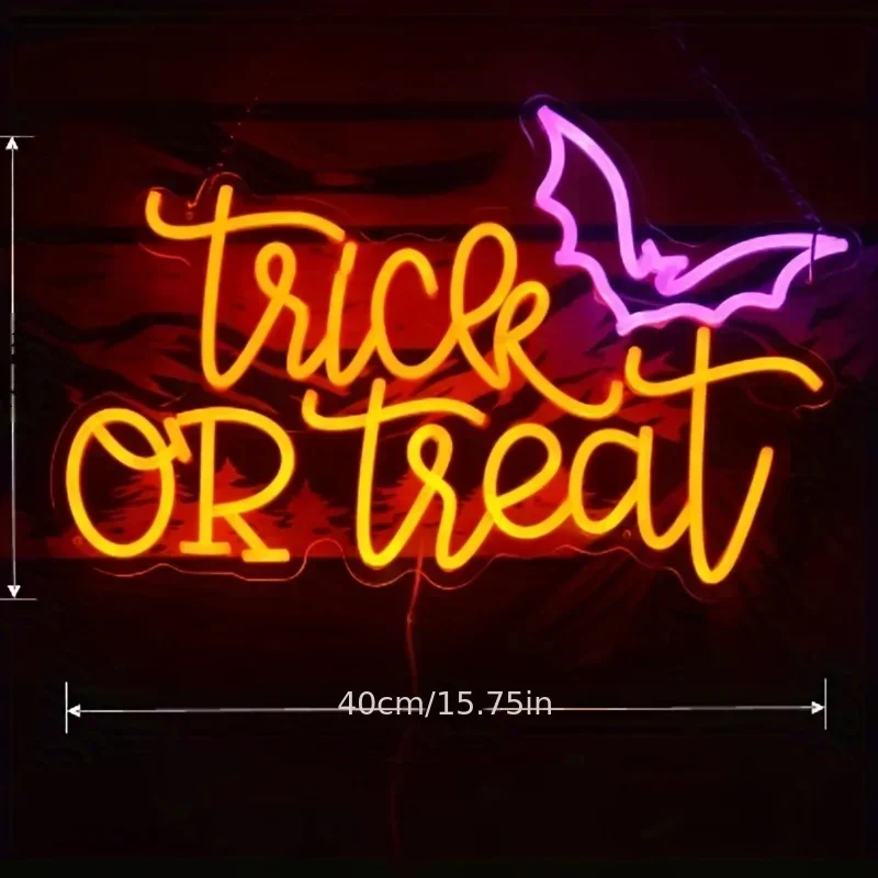 Trick or Treat Neon Sign Light - Home Decor Lighting Tricks reseña y precio
