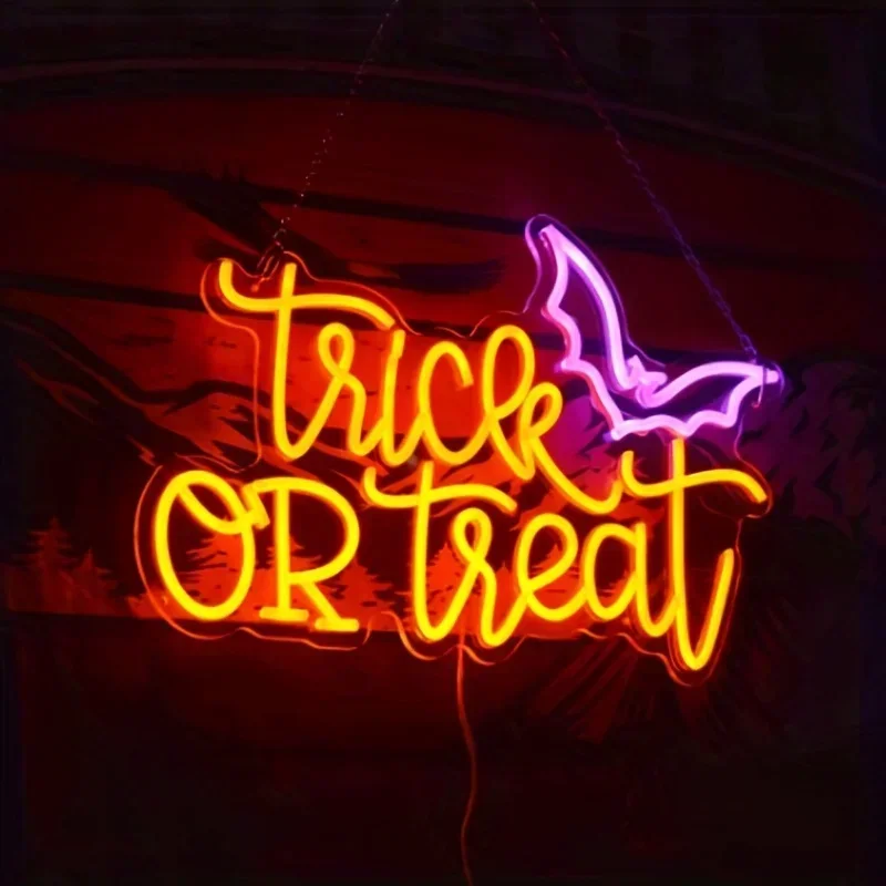 Trick or Treat Neon Sign Light - Home Decor Lighting Tricks reseña y precio