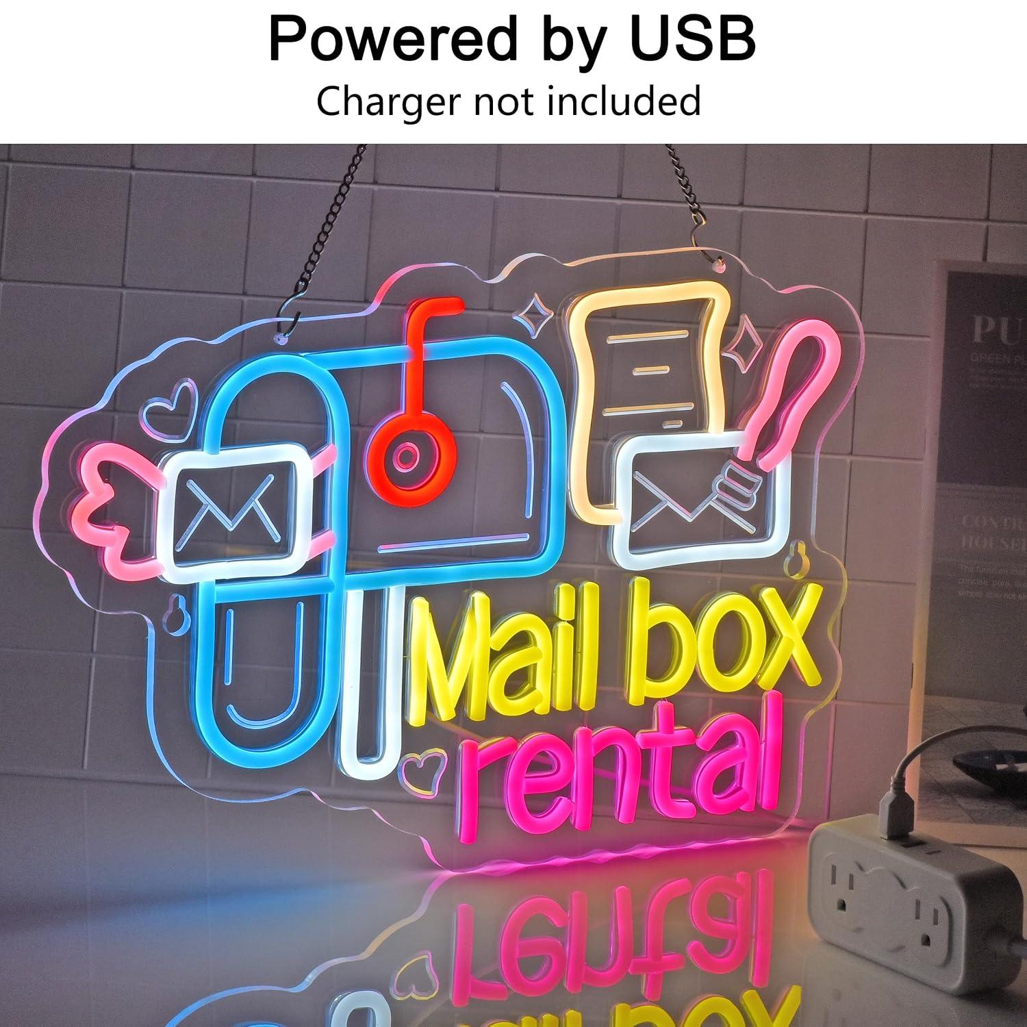 Mail Box Rental Neon Sign USB  - Lighting Decor Rentals reseña y precio
