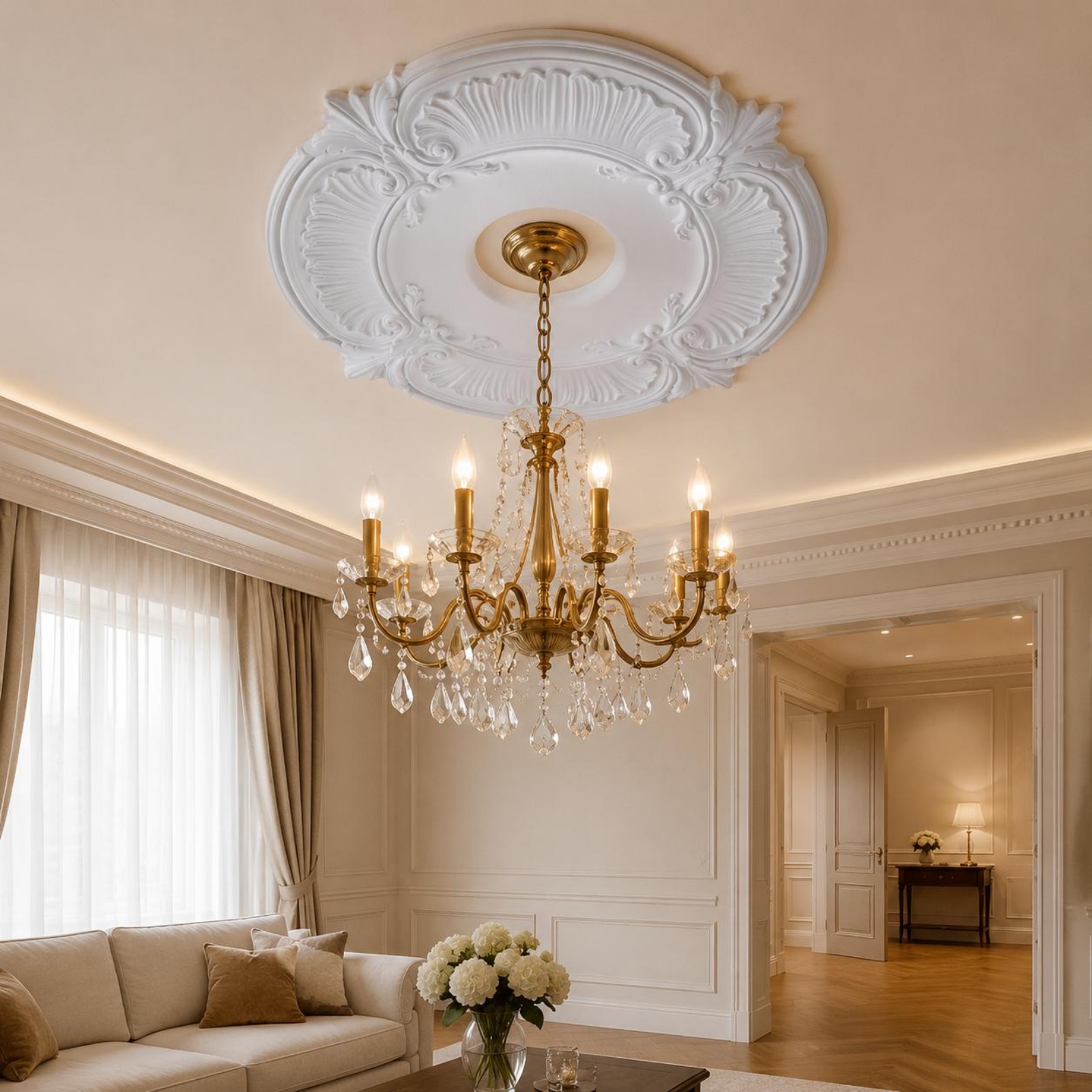 Round PU Ceiling Medallion Scr - Lighting Decor reseña y precio