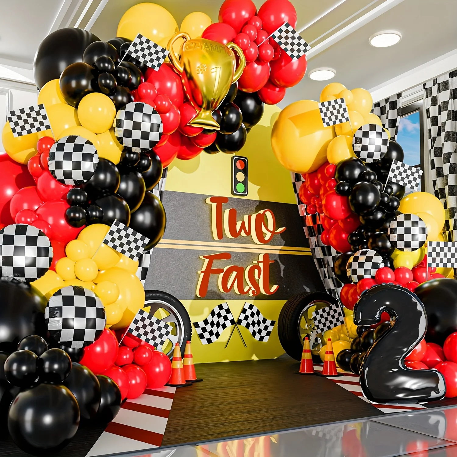 117pcs All-in-one Car Balloon  - Lighting Mcqueen Birthday Decor reseña y precio