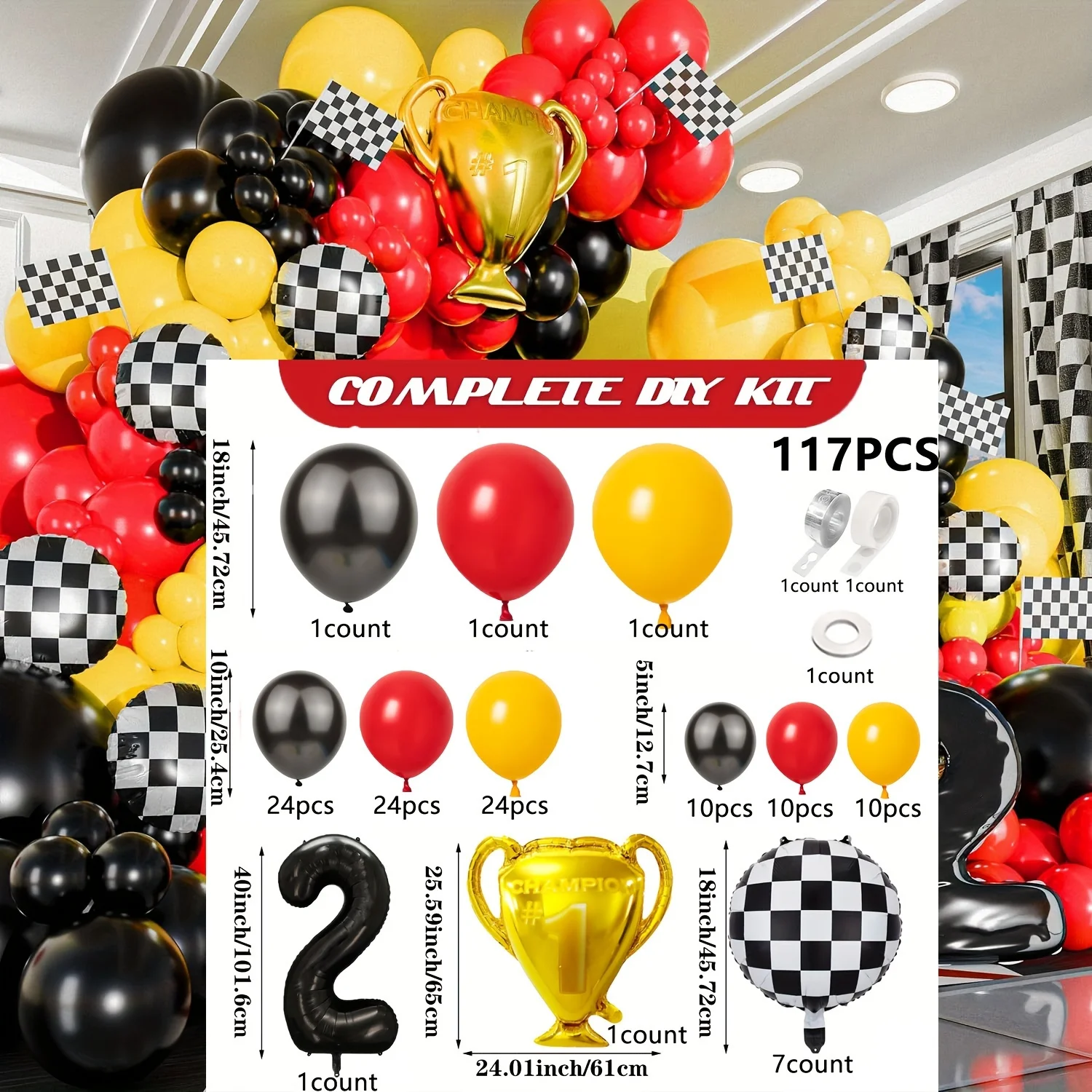 117pcs All-in-one Car Balloon  - Lighting Mcqueen Birthday Decor reseña y precio