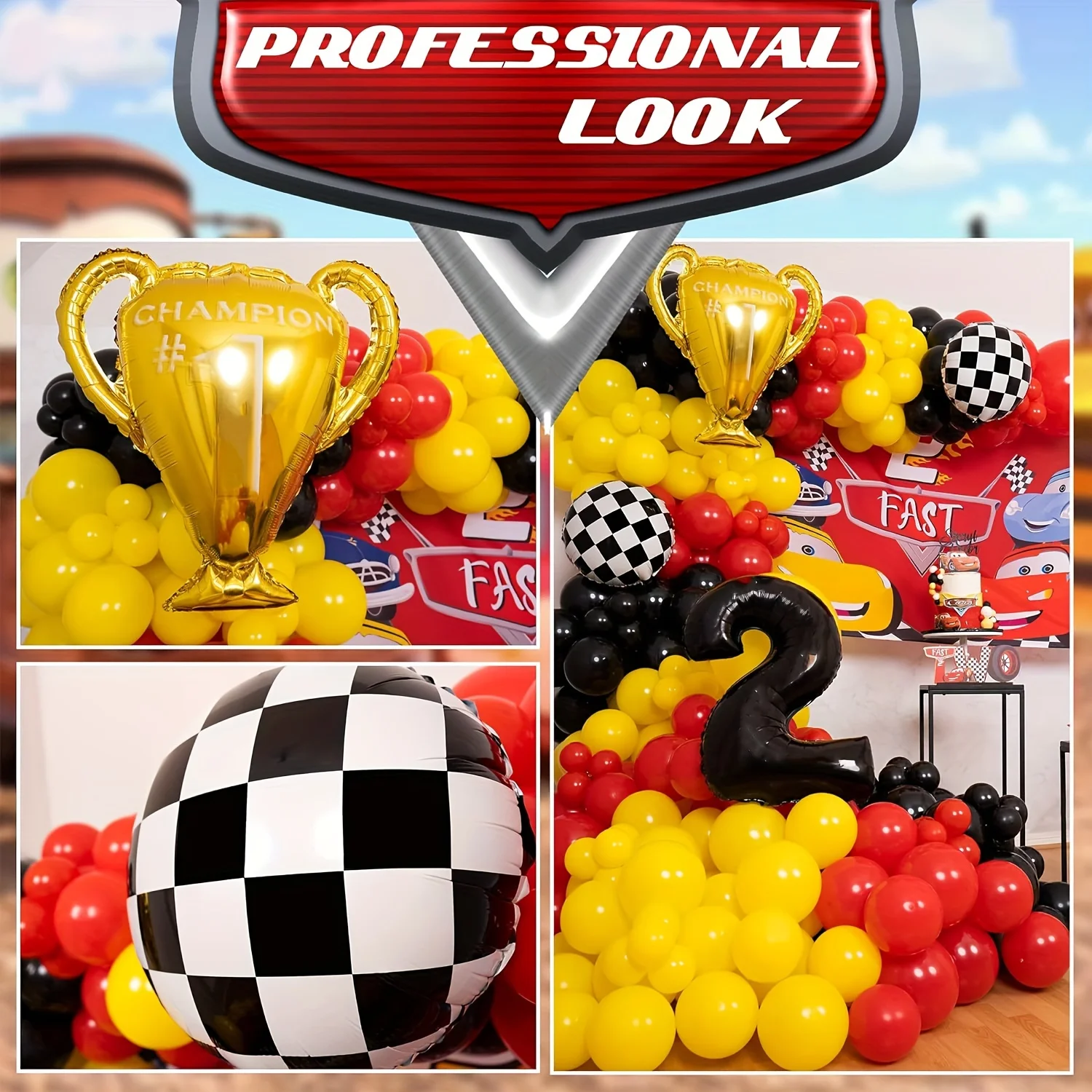 117pcs All-in-one Car Balloon  - Lighting Mcqueen Birthday Decor reseña y precio