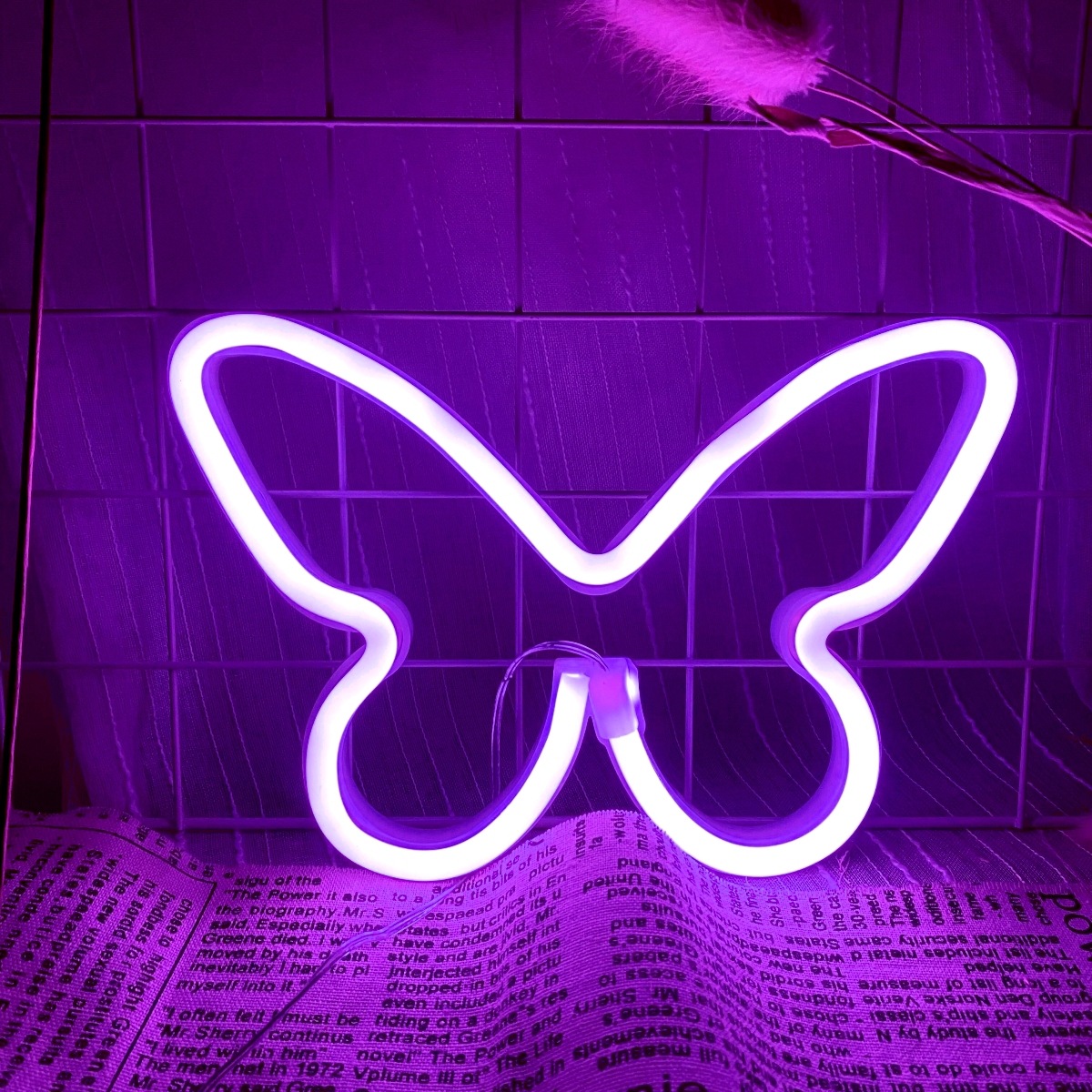 LED butterfly neon lights, USB - Foyer Lighting Wall Decor reseña y precio