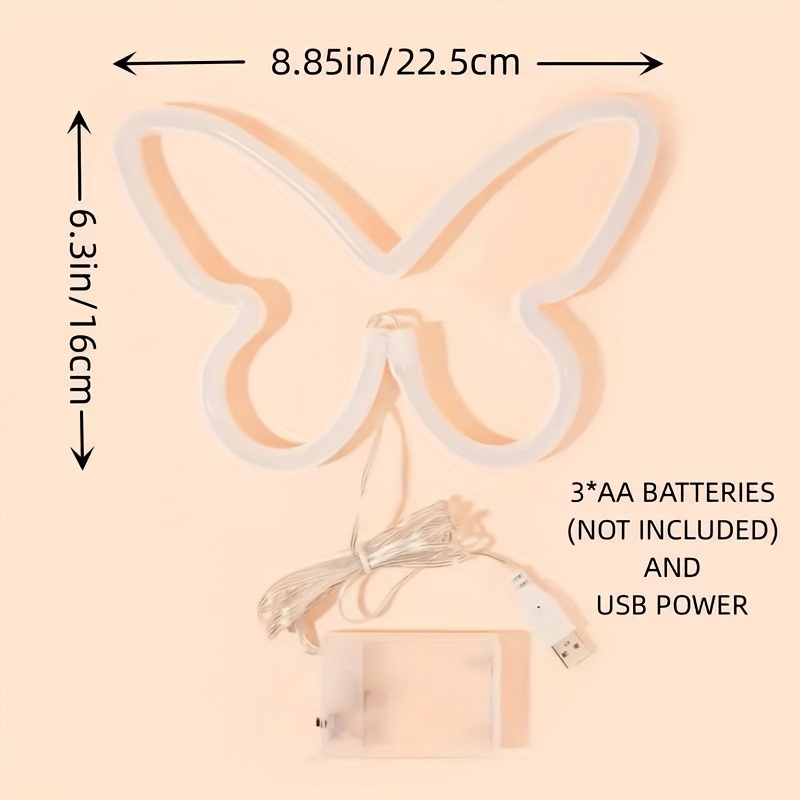 LED butterfly neon lights, USB - Foyer Lighting Wall Decor reseña y precio
