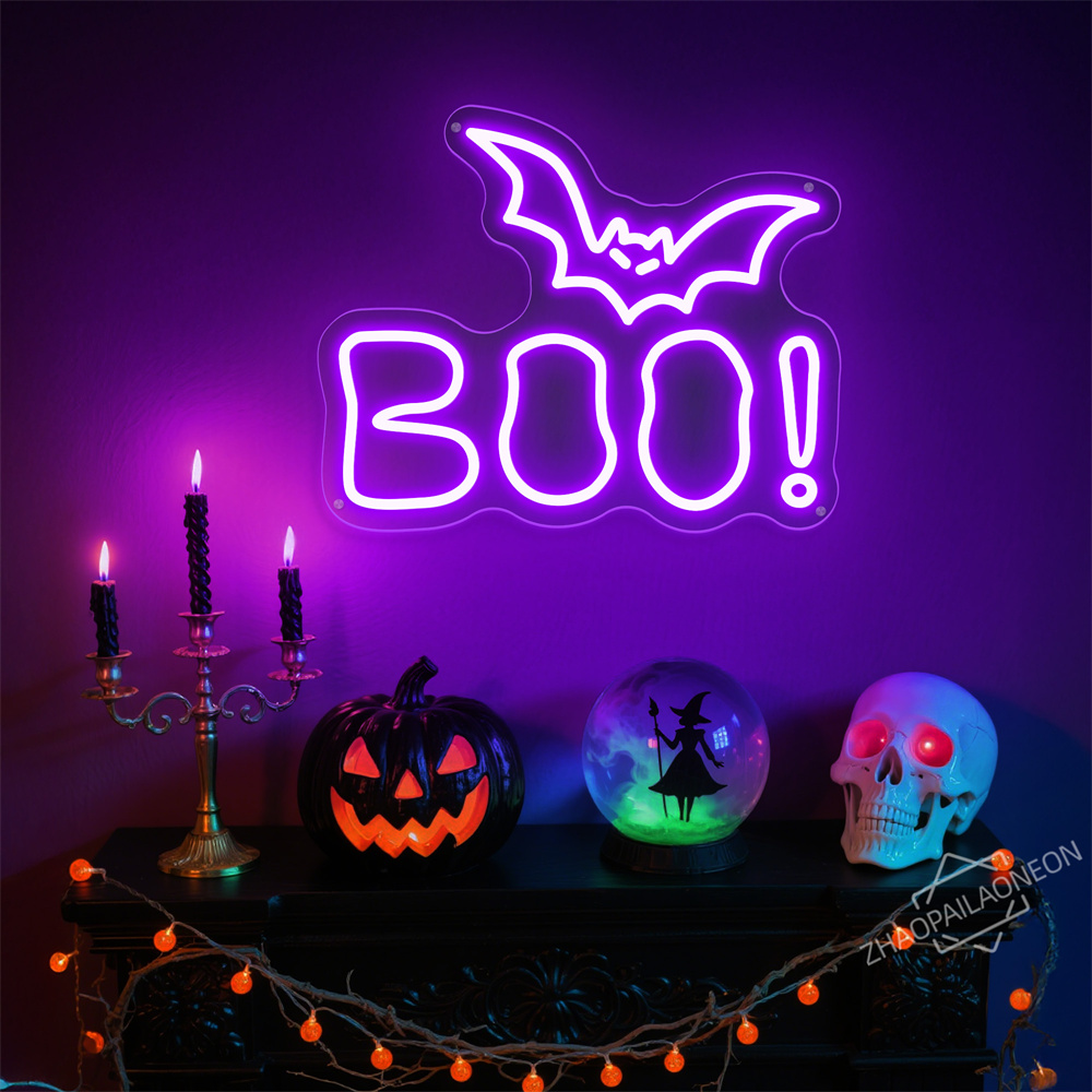 BOO LED Neon Sign Halloween Li - Home Decor Lighting Tricks reseña y precio