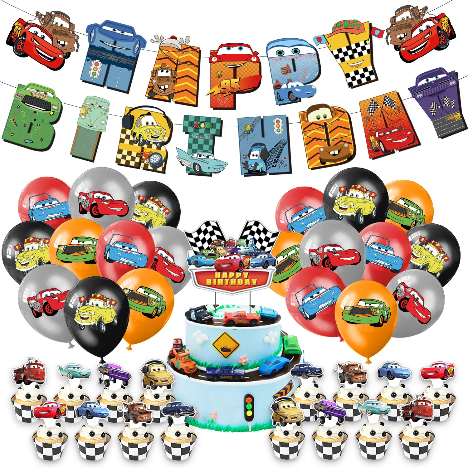Cars Lightning McQueen Theme D - Lighting Mcqueen Birthday Decor reseña y precio