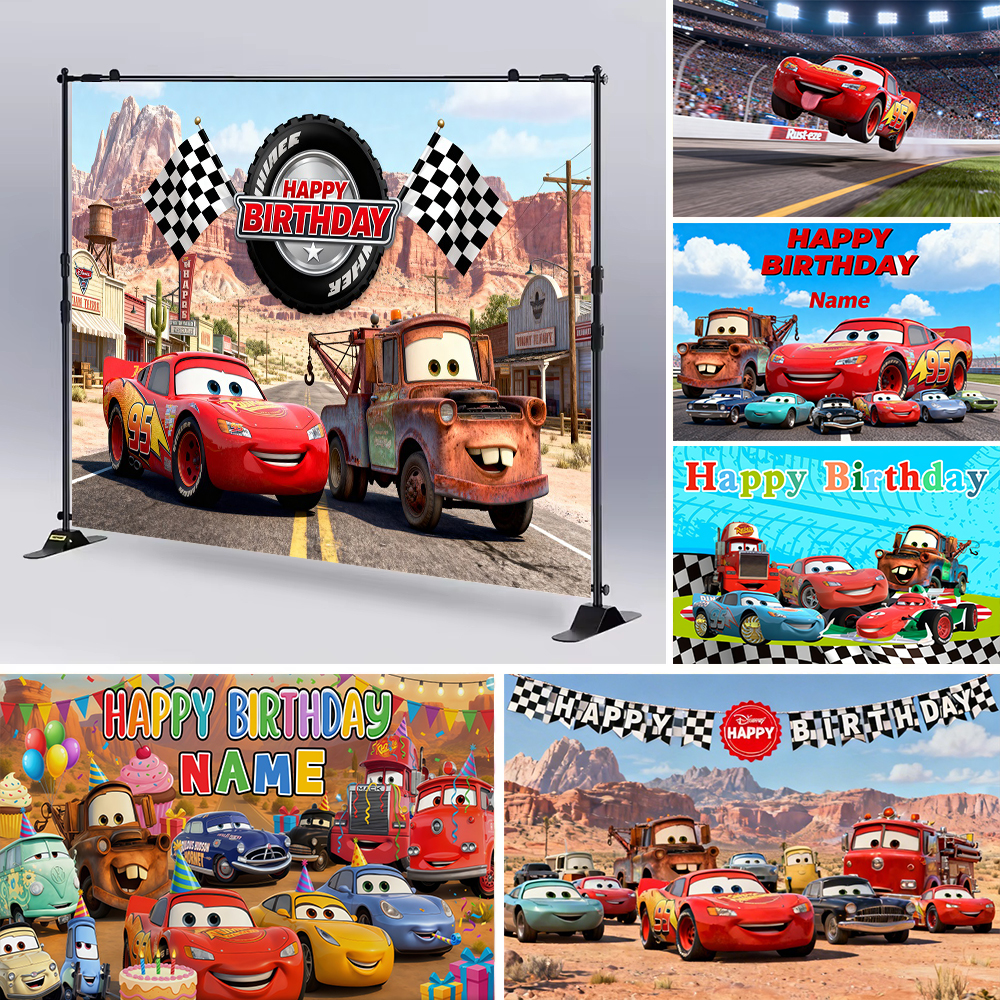 Disney Pixar Cars Custom Backd - Lighting Mcqueen Birthday Decor reseña y precio