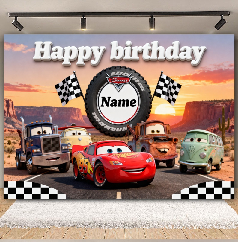 Disney Pixar Cars Custom Backd - Lighting Mcqueen Birthday Decor reseña y precio