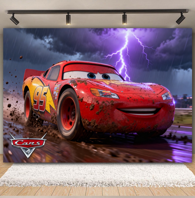 Disney Pixar Cars Custom Backd - Lighting Mcqueen Birthday Decor reseña y precio