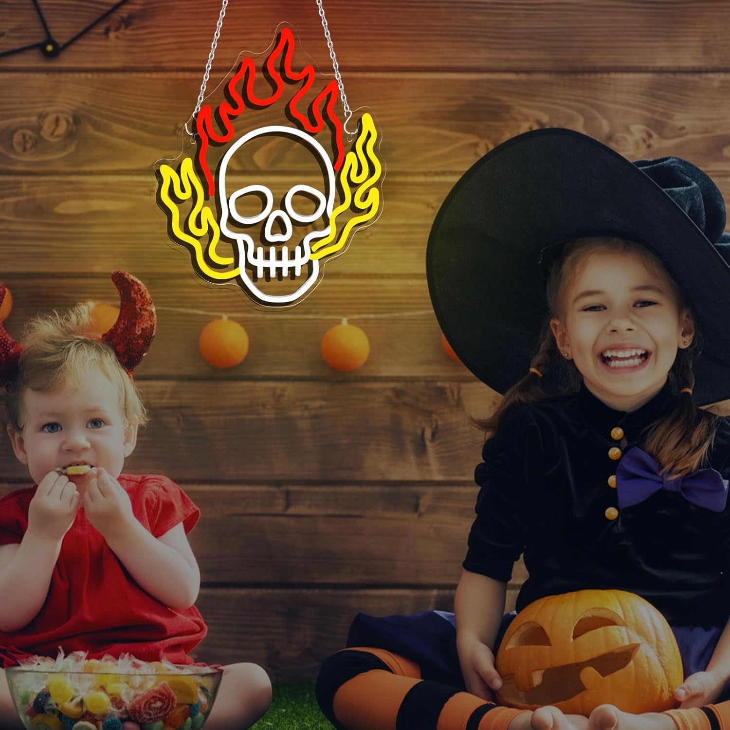 Gevbay Skull Neon Sign Hallowe - Home Decor Lighting Tricks reseña y precio