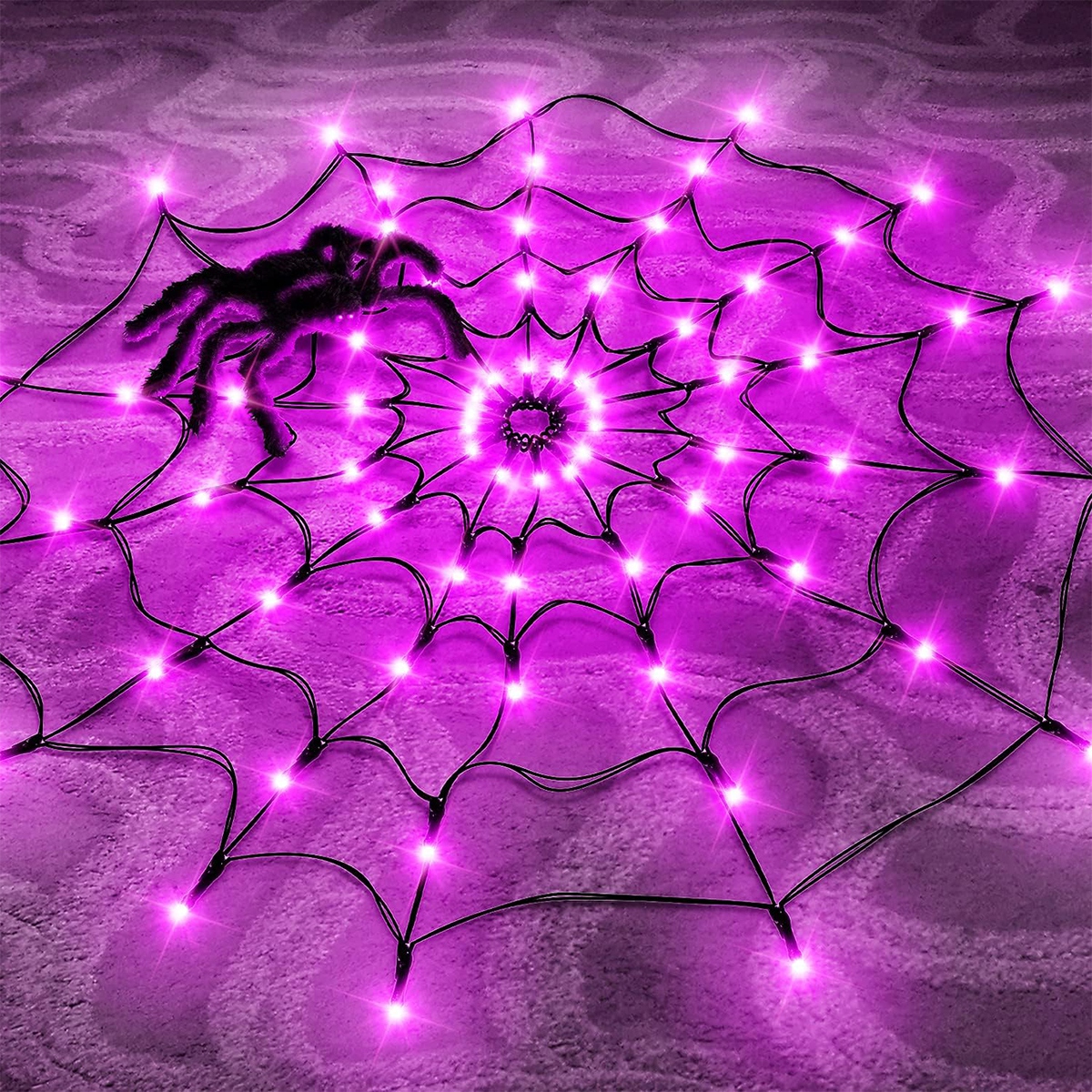 Halloween Purple Spider Web St - Home Decor Lighting Tricks reseña y precio