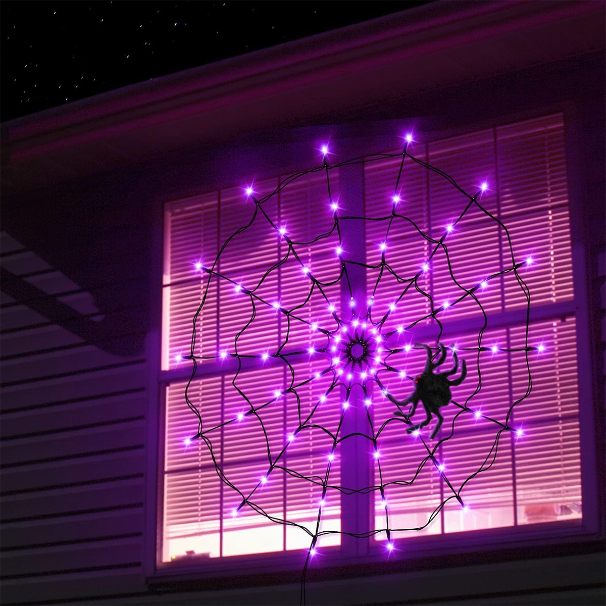 Halloween Purple Spider Web St - Home Decor Lighting Tricks reseña y precio