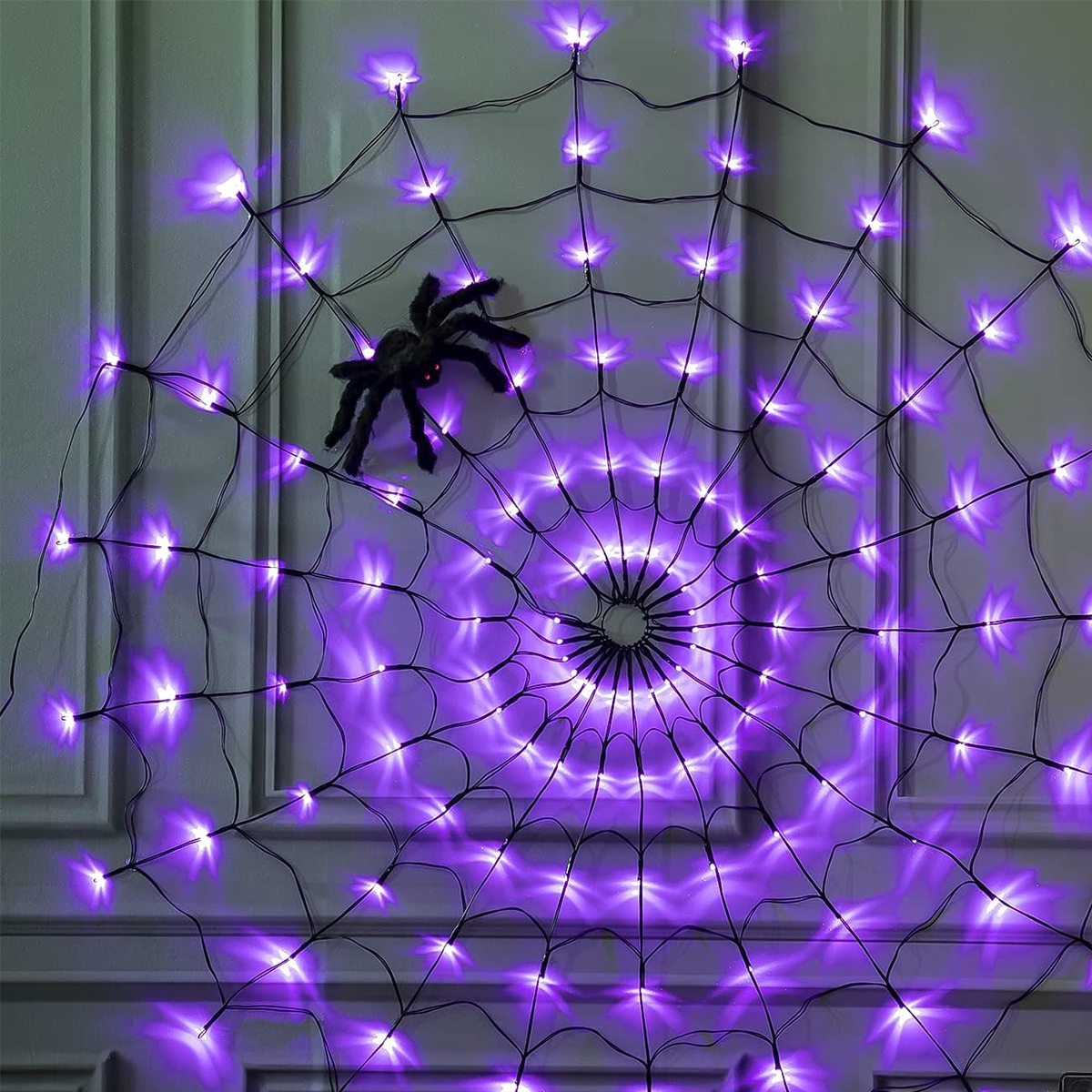 Halloween Purple Spider Web St - Home Decor Lighting Tricks reseña y precio