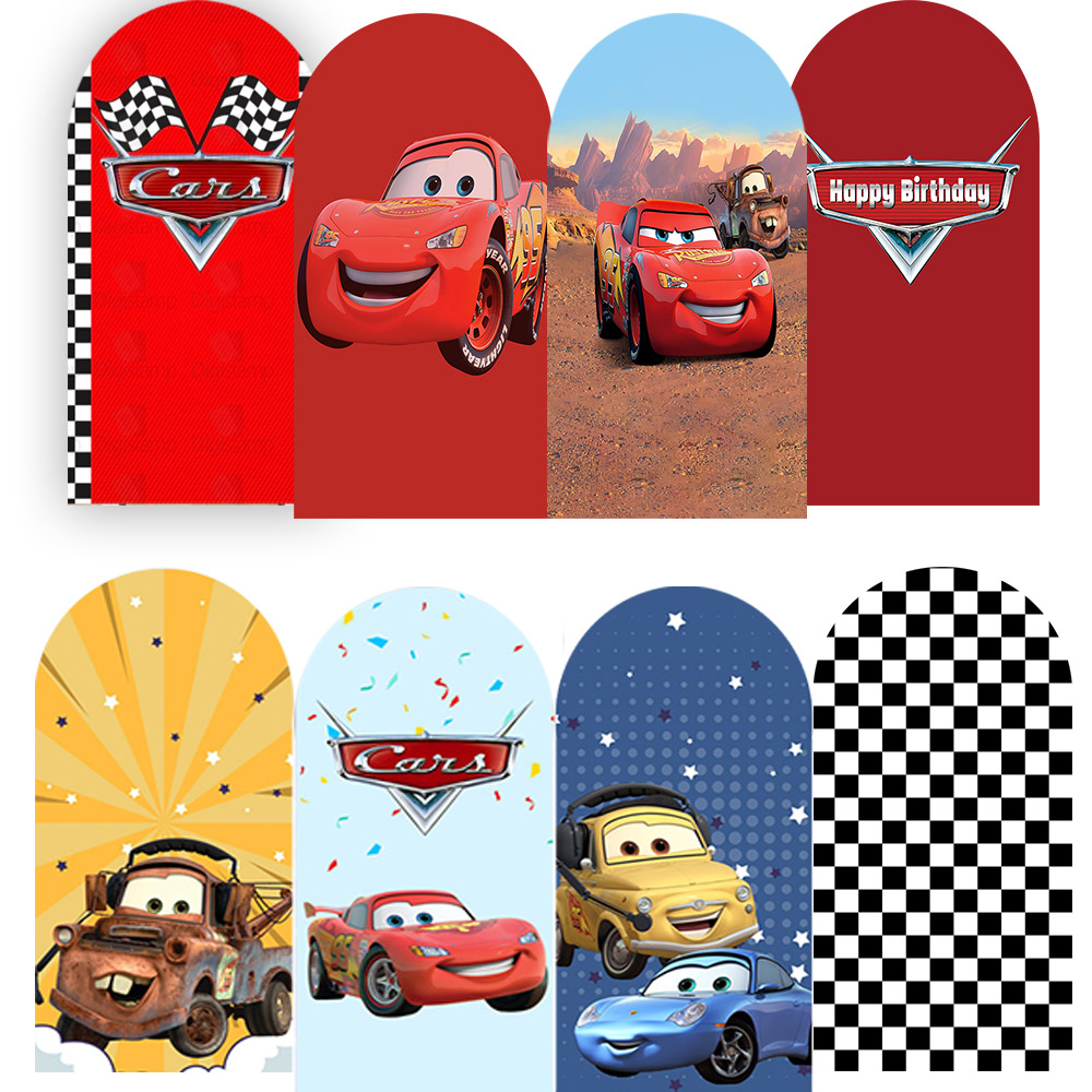 Race Car Arch Backdrop Cover C - Lighting Mcqueen Birthday Decor reseña y precio