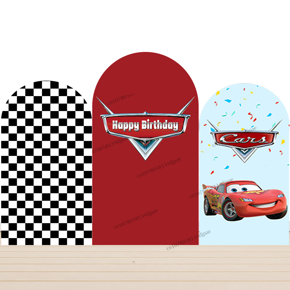 Race Car Arch Backdrop Cover C - Lighting Mcqueen Birthday Decor reseña y precio