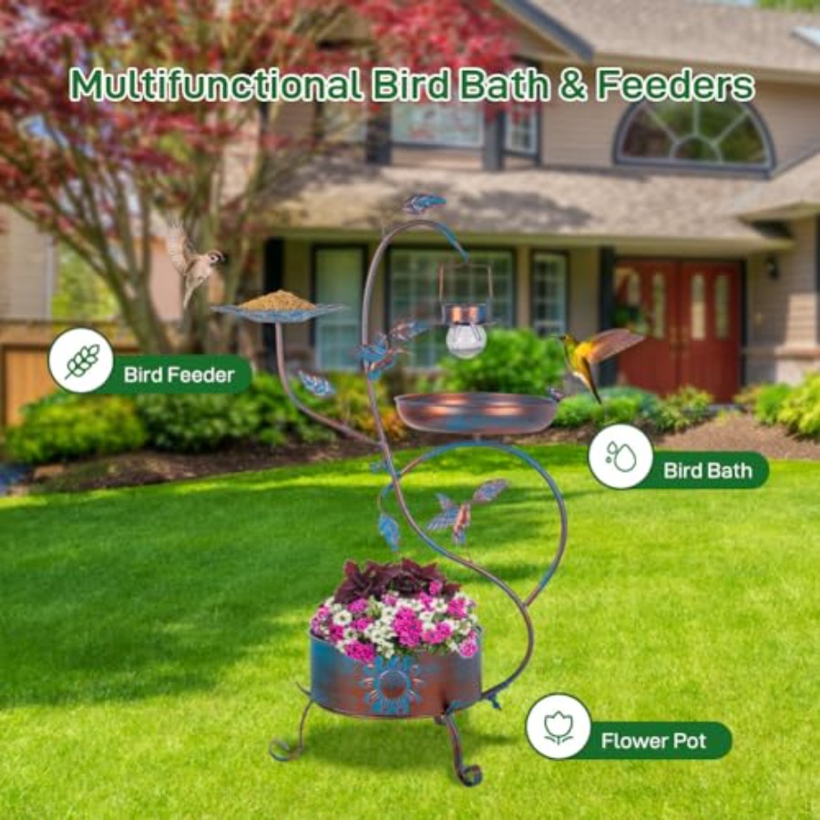 Outdoor metal bird bath with p - Lighting Decoration Outdoor reseña y precio