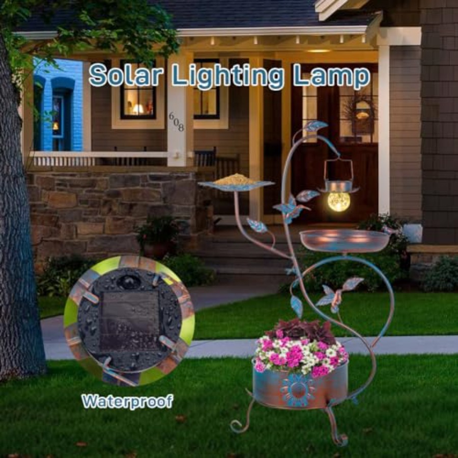 Outdoor metal bird bath with p - Lighting Decoration Outdoor reseña y precio