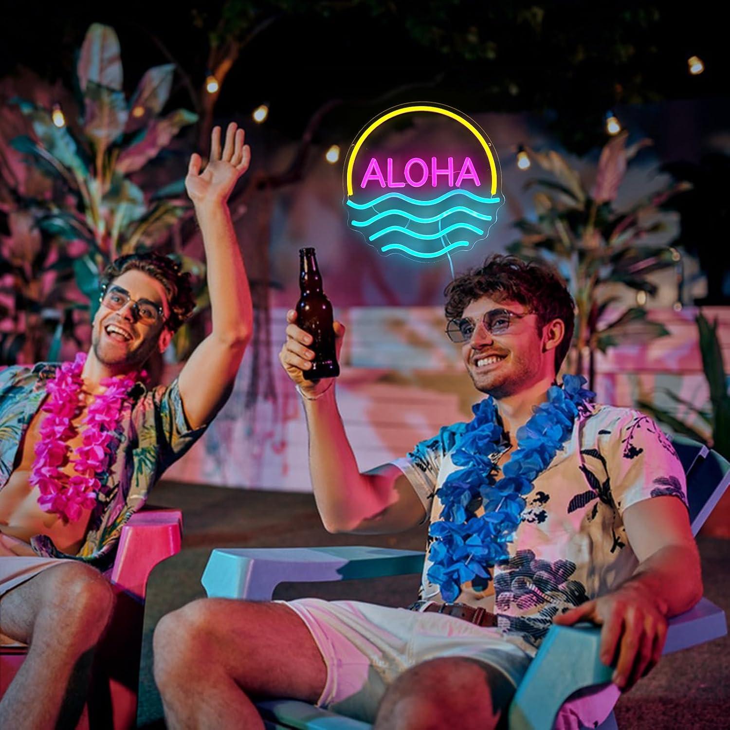 Aloha Sunset Wave Neon Sign US - Lighting Decor Rentals reseña y precio