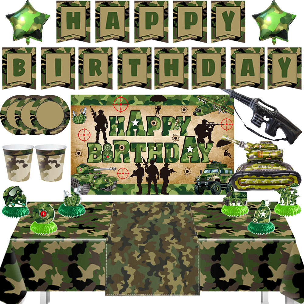 Army Camouflage Party Decorati - Lighting Mcqueen Birthday Decor reseña y precio