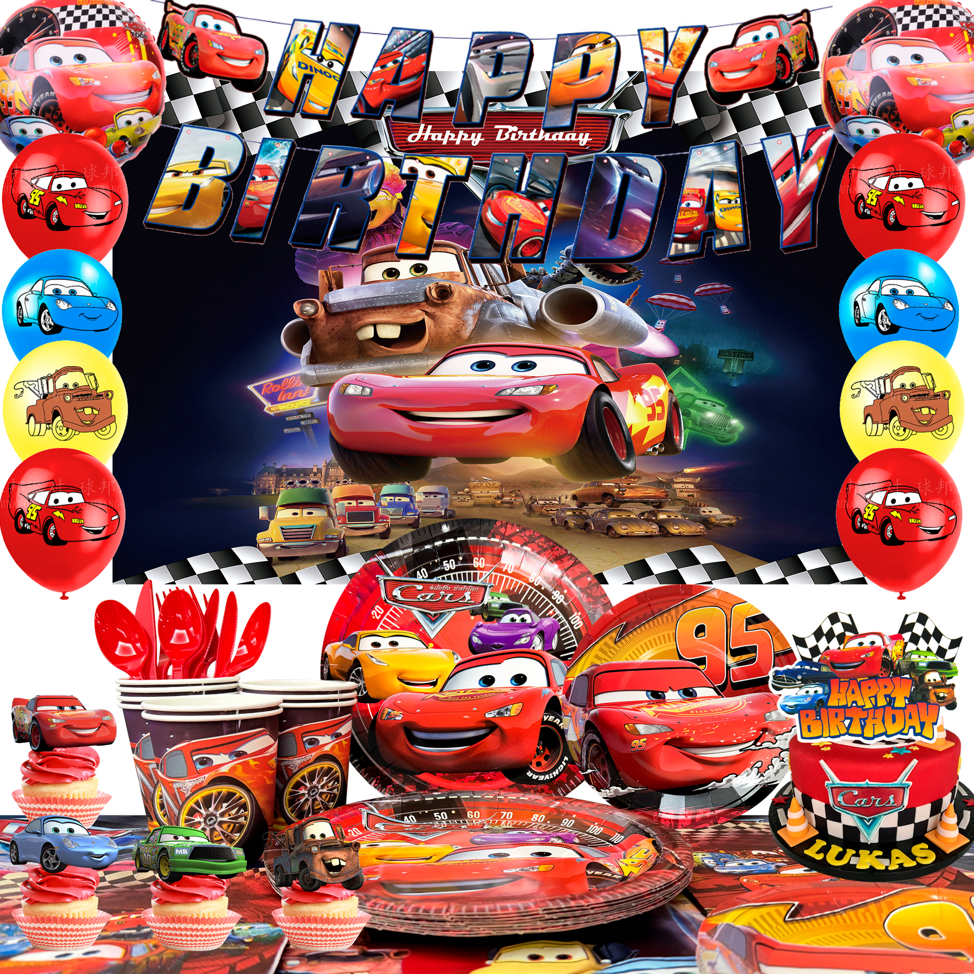 116 Pcs Cars Birthday Decorati - Lighting Mcqueen Birthday Decor reseña y precio