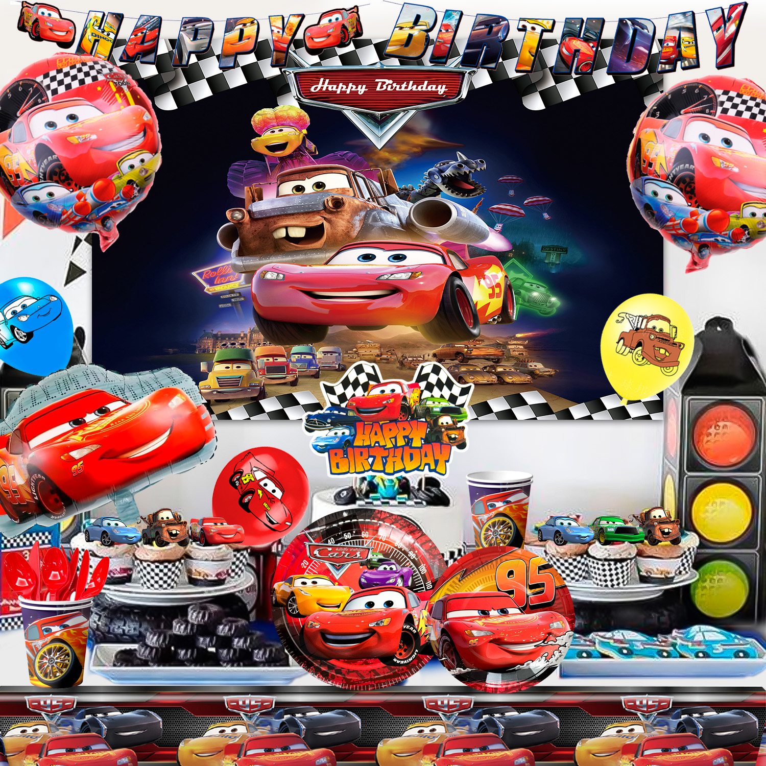116 Pcs Cars Birthday Decorati - Lighting Mcqueen Birthday Decor reseña y precio