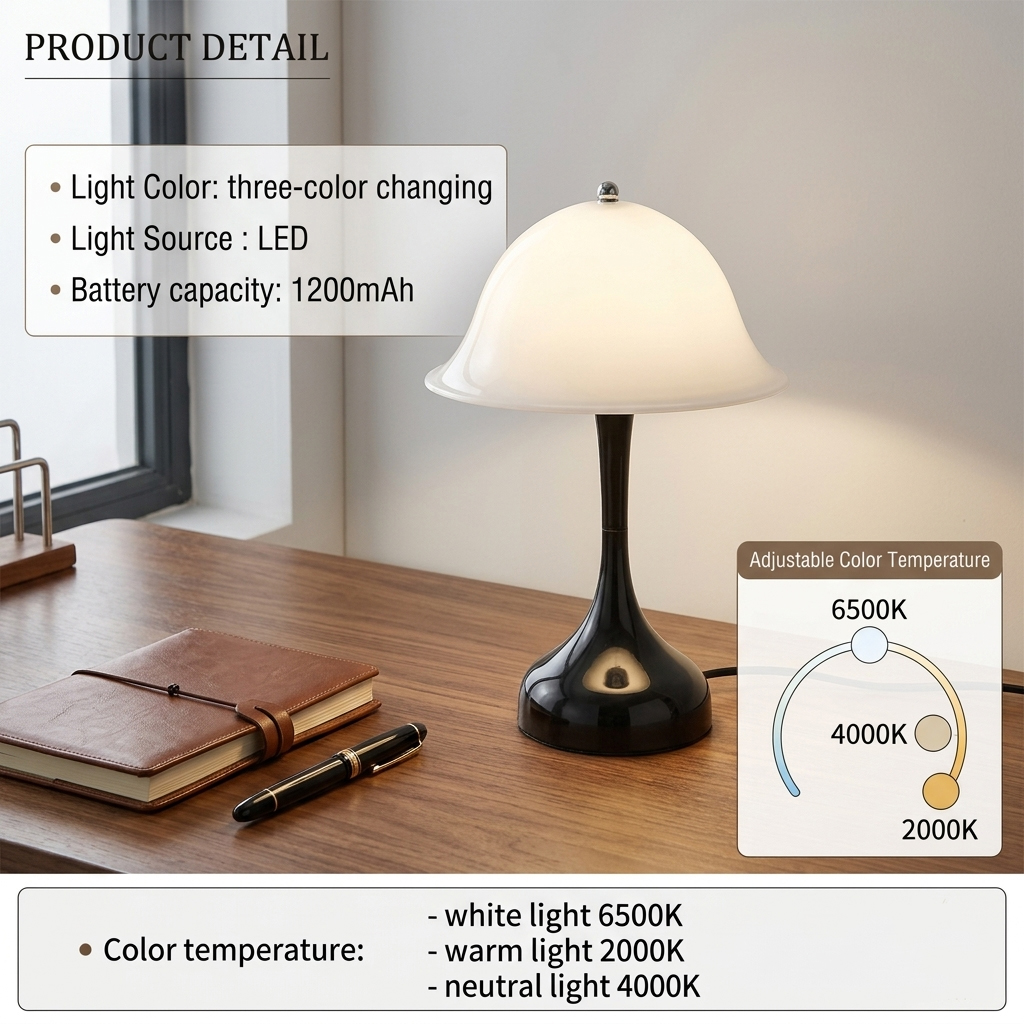 Desk Lamp LED Rechargeable Lig - Mushroom Table Lamp reseña y precio