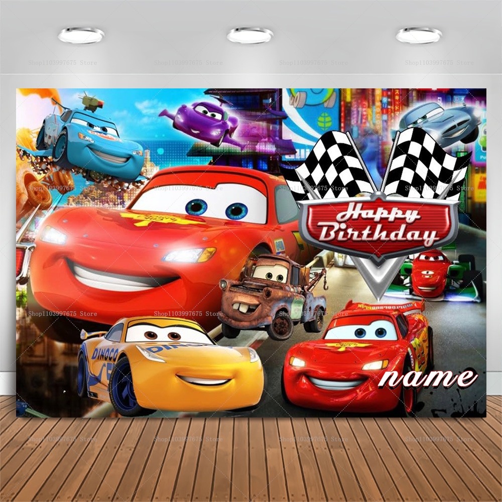 Lightning McQueen Backdrops Ch - Lighting Mcqueen Birthday Decor reseña y precio