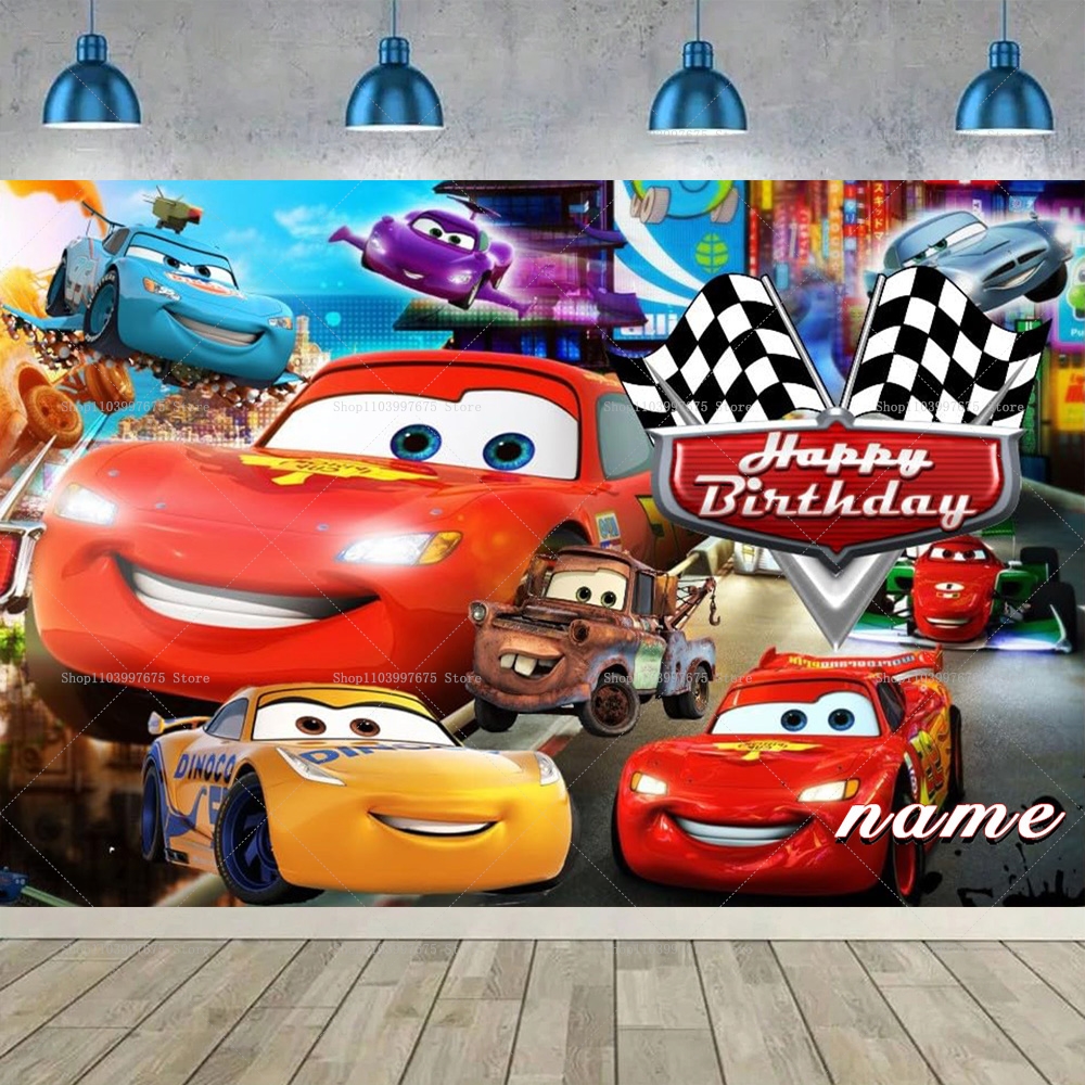 Lightning McQueen Backdrops Ch - Lighting Mcqueen Birthday Decor reseña y precio