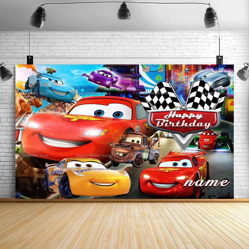 Lightning McQueen Backdrops Ch - Lighting Mcqueen Birthday Decor reseña y precio