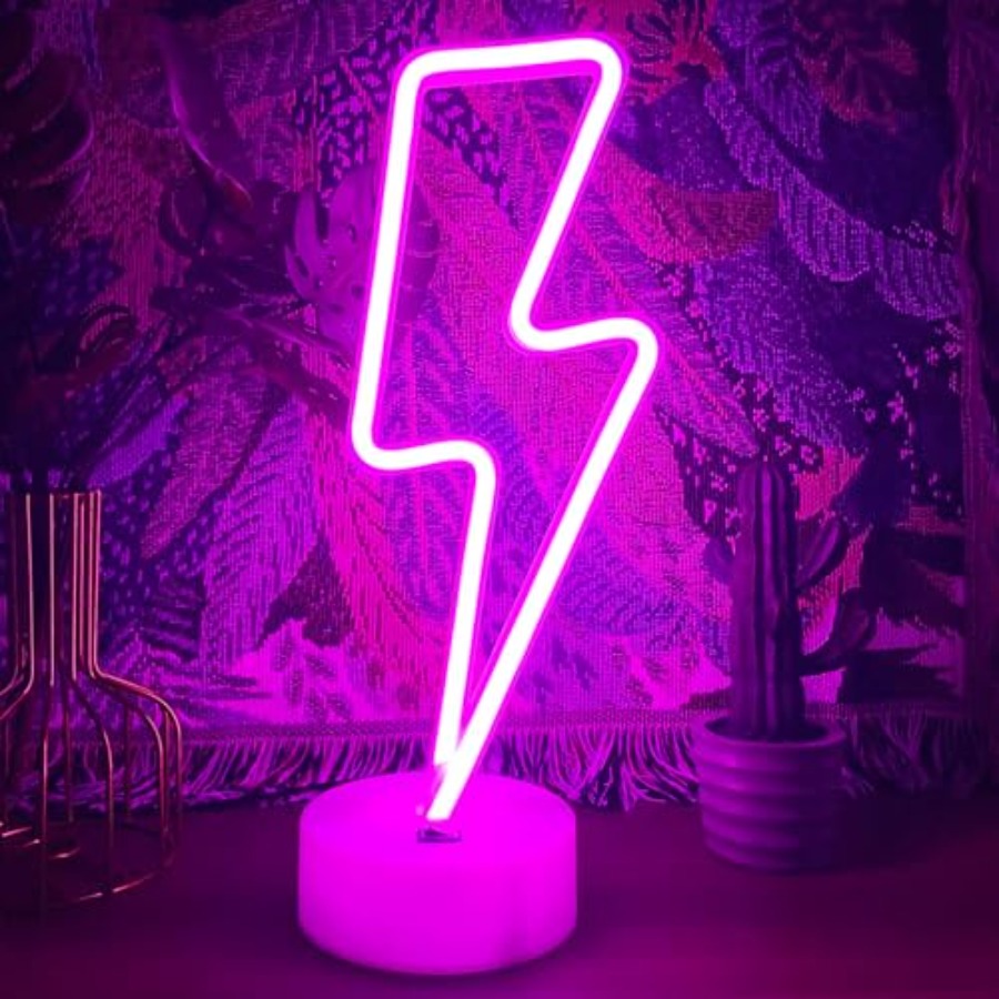 Lightning Bolt Neon Sign With  - Room Decor Lighting Lamp reseña y precio